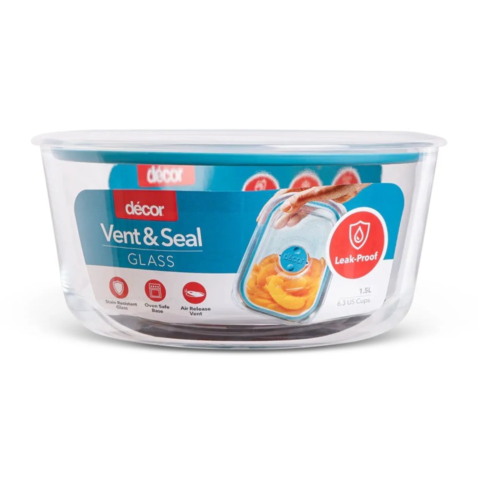 Decor Vent & Seal 227205 - Glass Containers, Round, 1.5L
