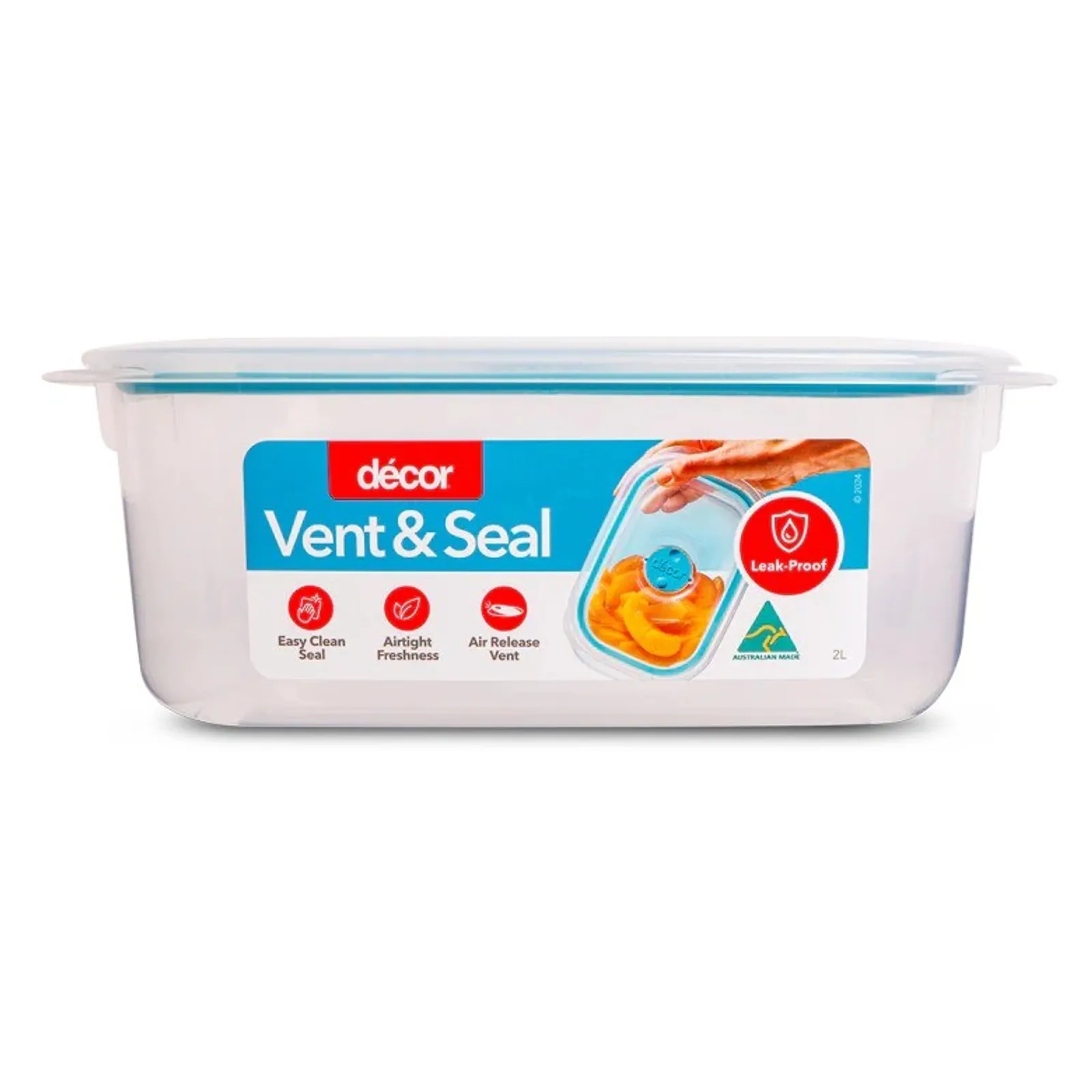 Decor Vent & Seal 180310 - Plastic Container, Oblong, 2L