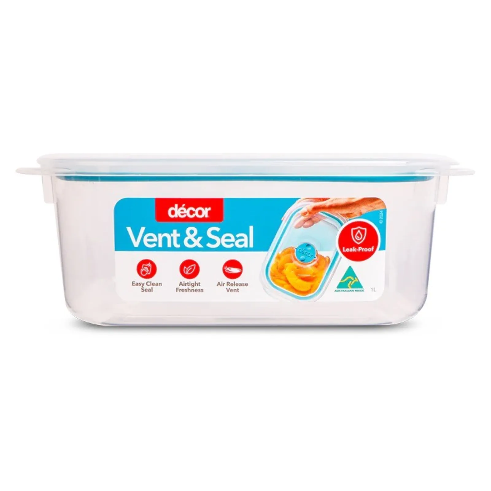 Decor Vent & Seal 180410 - Plastic Container, Oblong, 1L