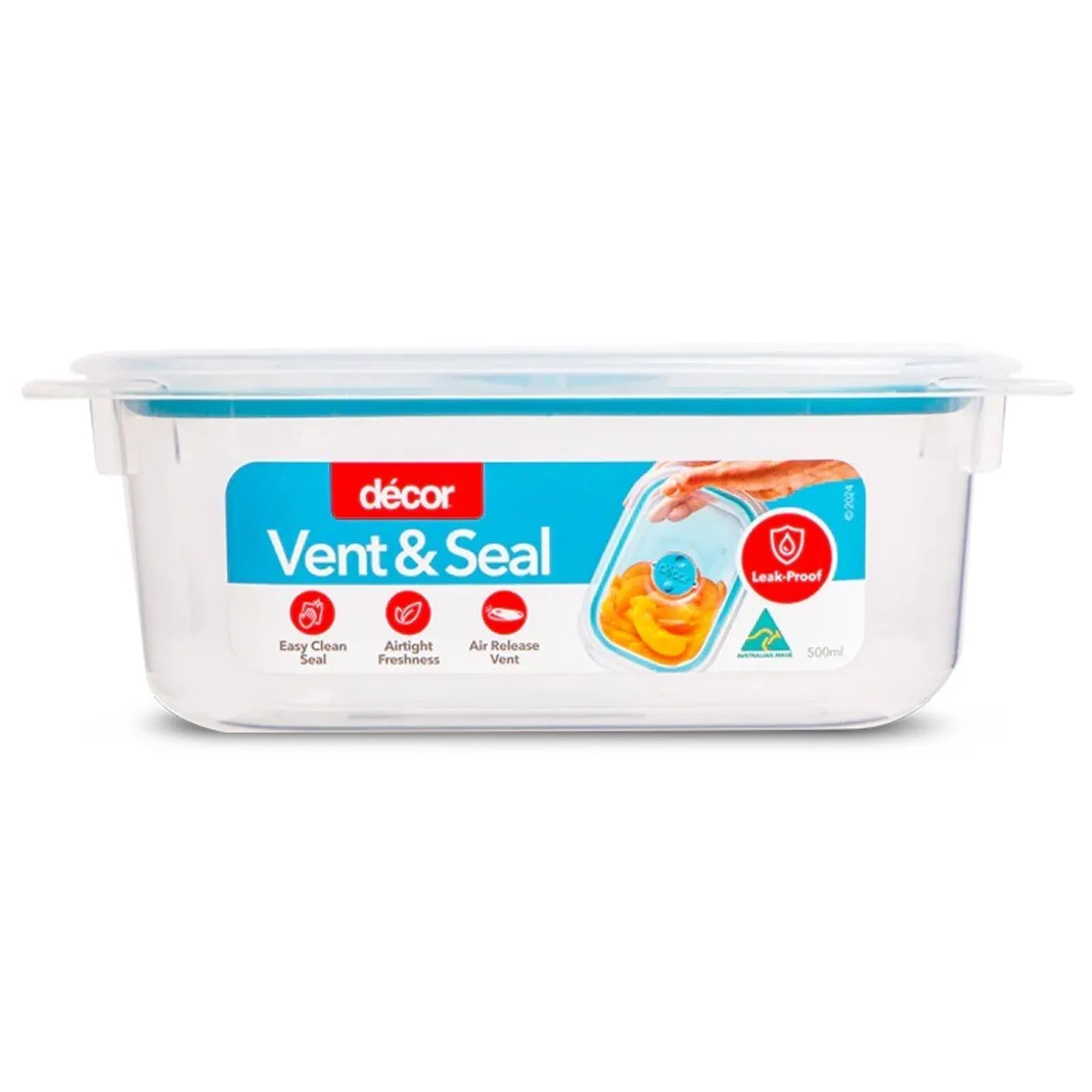 Decor Vent & Seal 180510 - Plastic Container, Oblong 500ml