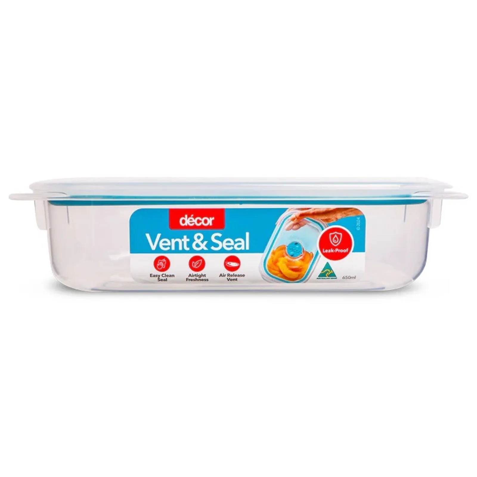 Decor Vent & Seal 186210 - Plastic Container, Oblong 650ml