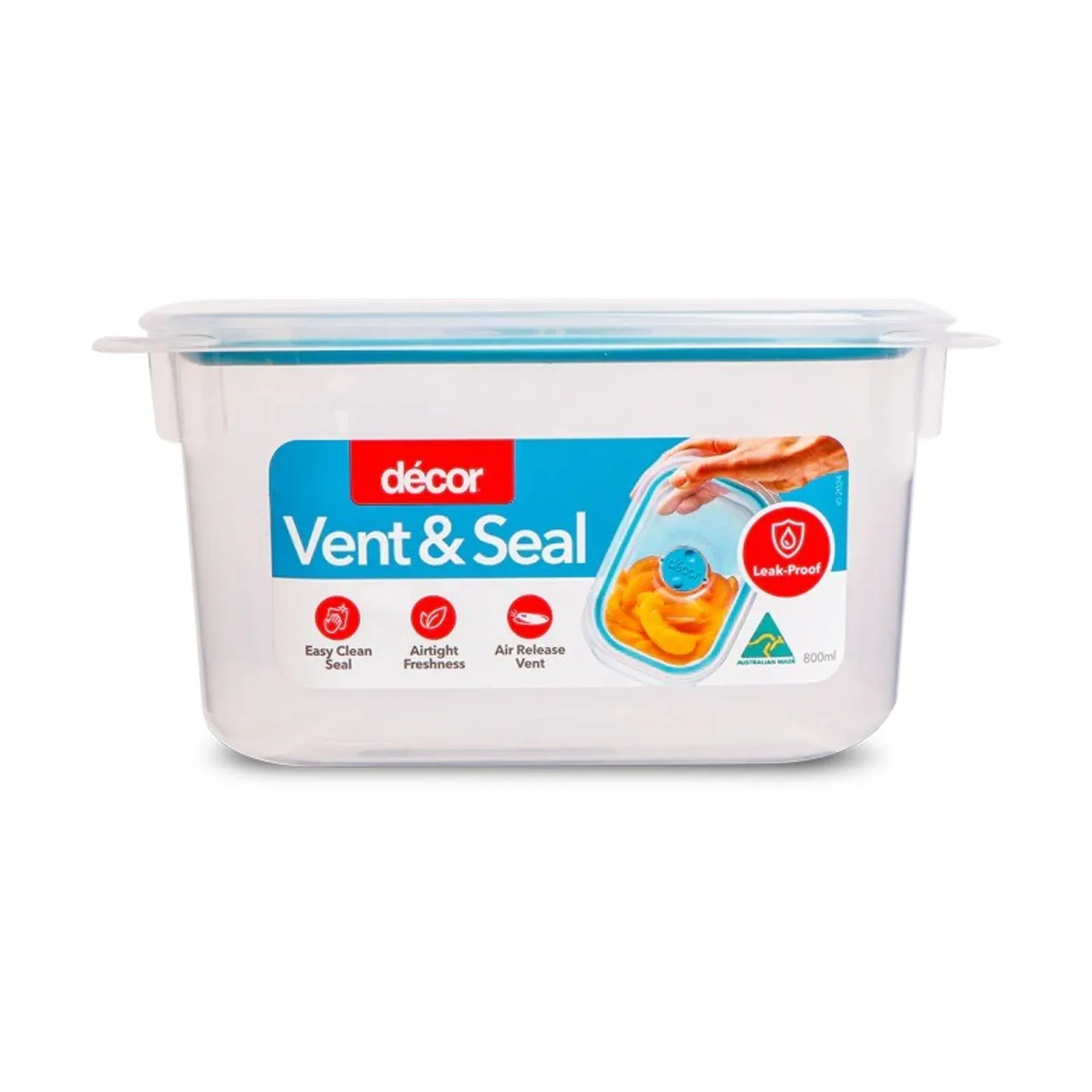 Decor Vent & Seal 186410 - Plastic Container, Oblong 800ml