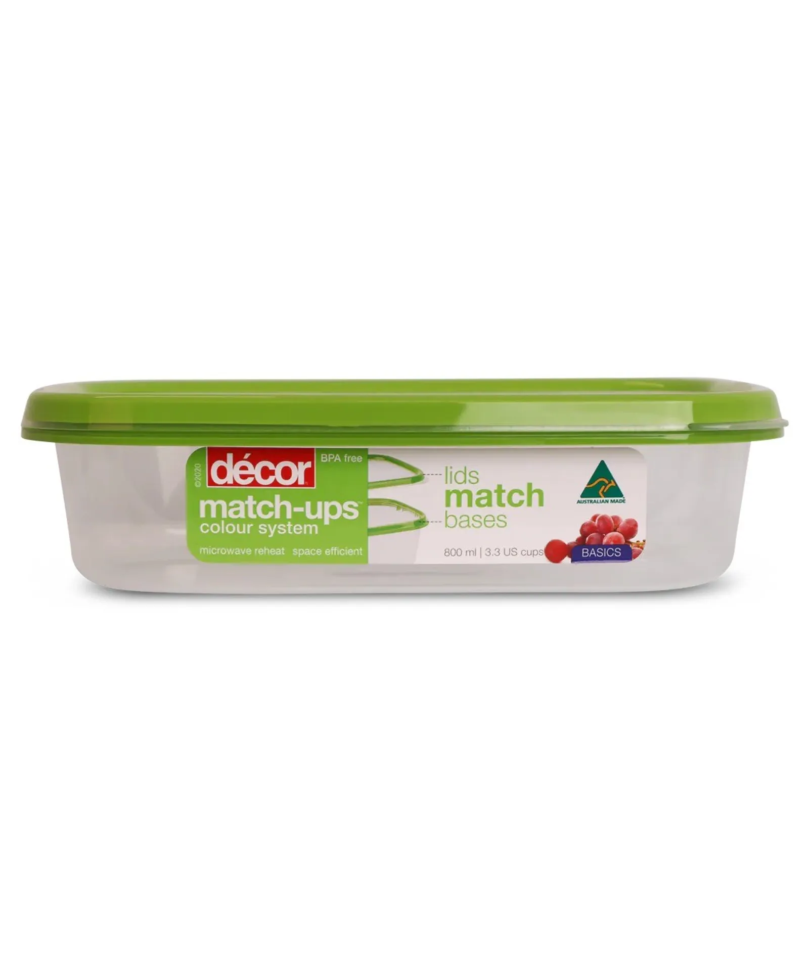 Decor Match-Ups Basics 209100 - Food Container, Oblong, Green, 800ml