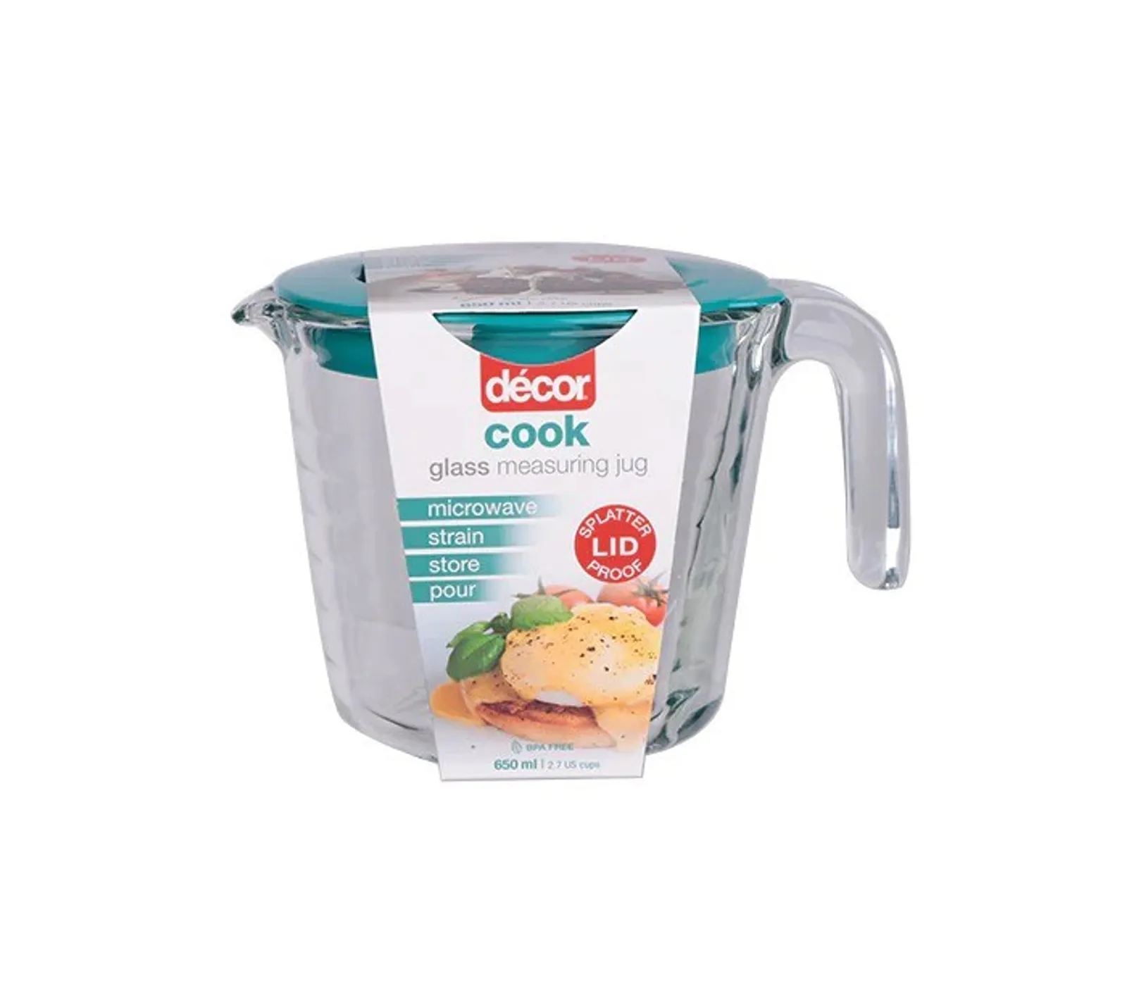 Decor Cook 229300 - Glass Measuring Jug with Lid, 650ml