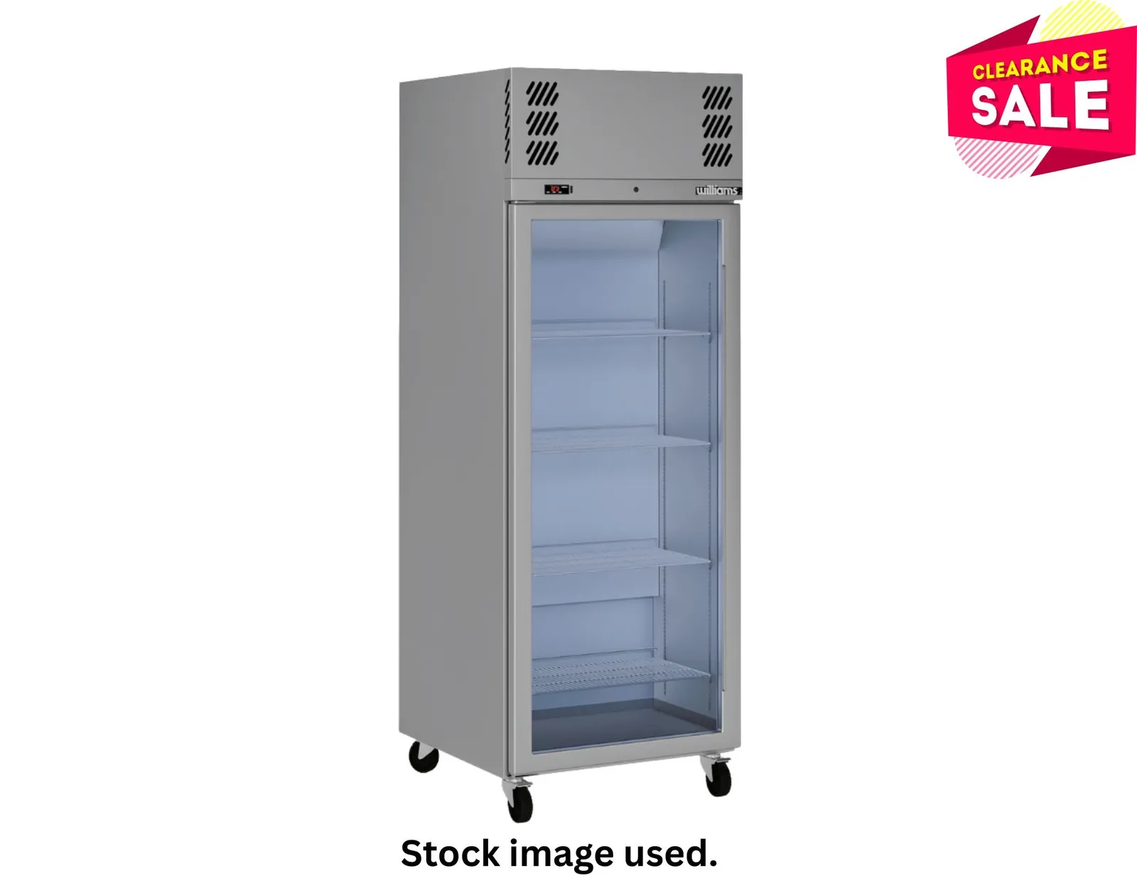 Williams LP1GS Pearl - 1 Glass Door Upright Freezer, Stainless Steel - Aged Stock