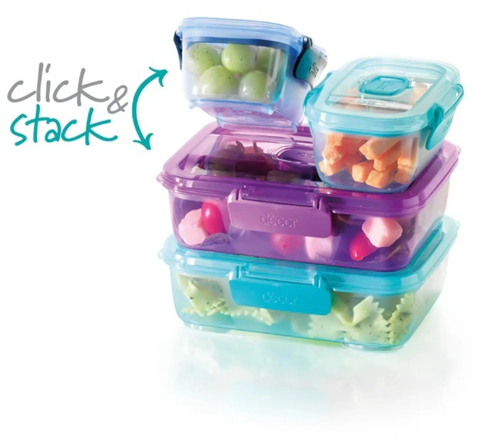 Decor On The Go 249500 - Click & Stack Lunch Box, Oblong, 800ml