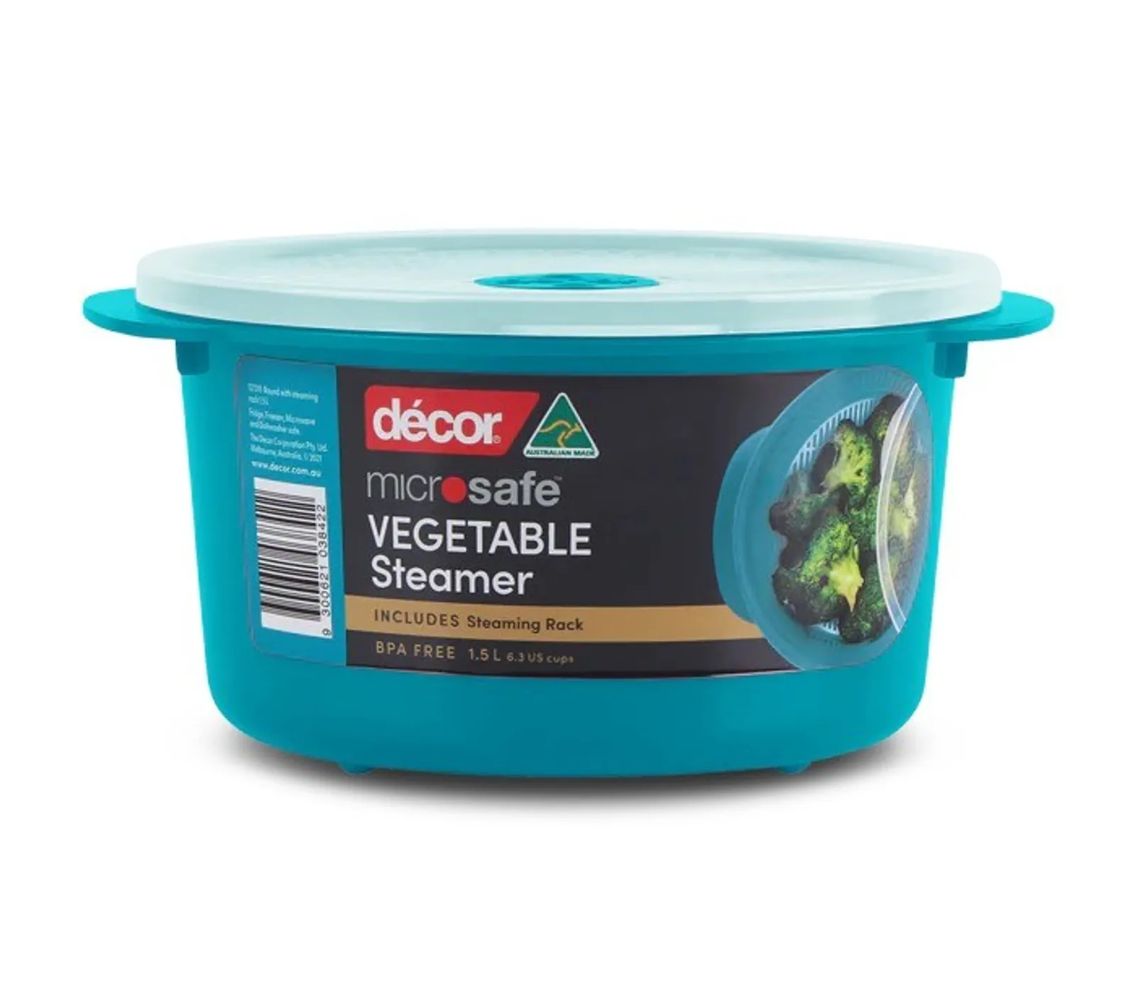 Decor Microsafe 127310 - Microwave Steamer, Round, Teal, 1.5L