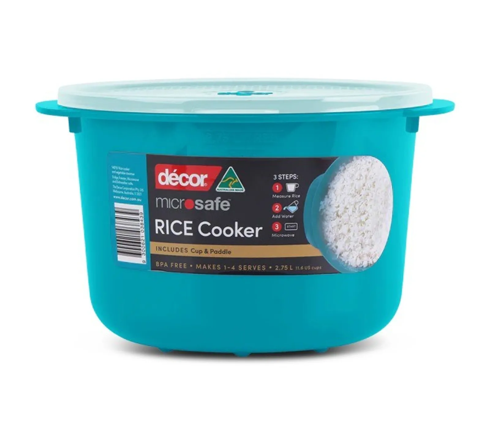 Decor Microsafe 148710 - Rice Cooker, Teal, 2.75L