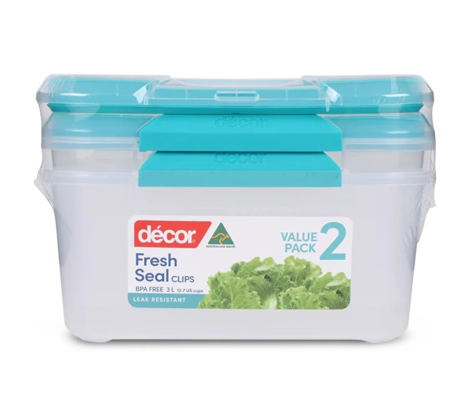 Decor Fresh Seal Clips 232251 - Food Containers, Oblong, 3L, Set