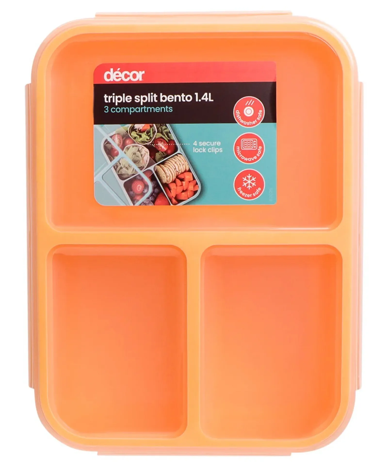 Decor Go 255305 - Bento Box Triple Split, 1.4L