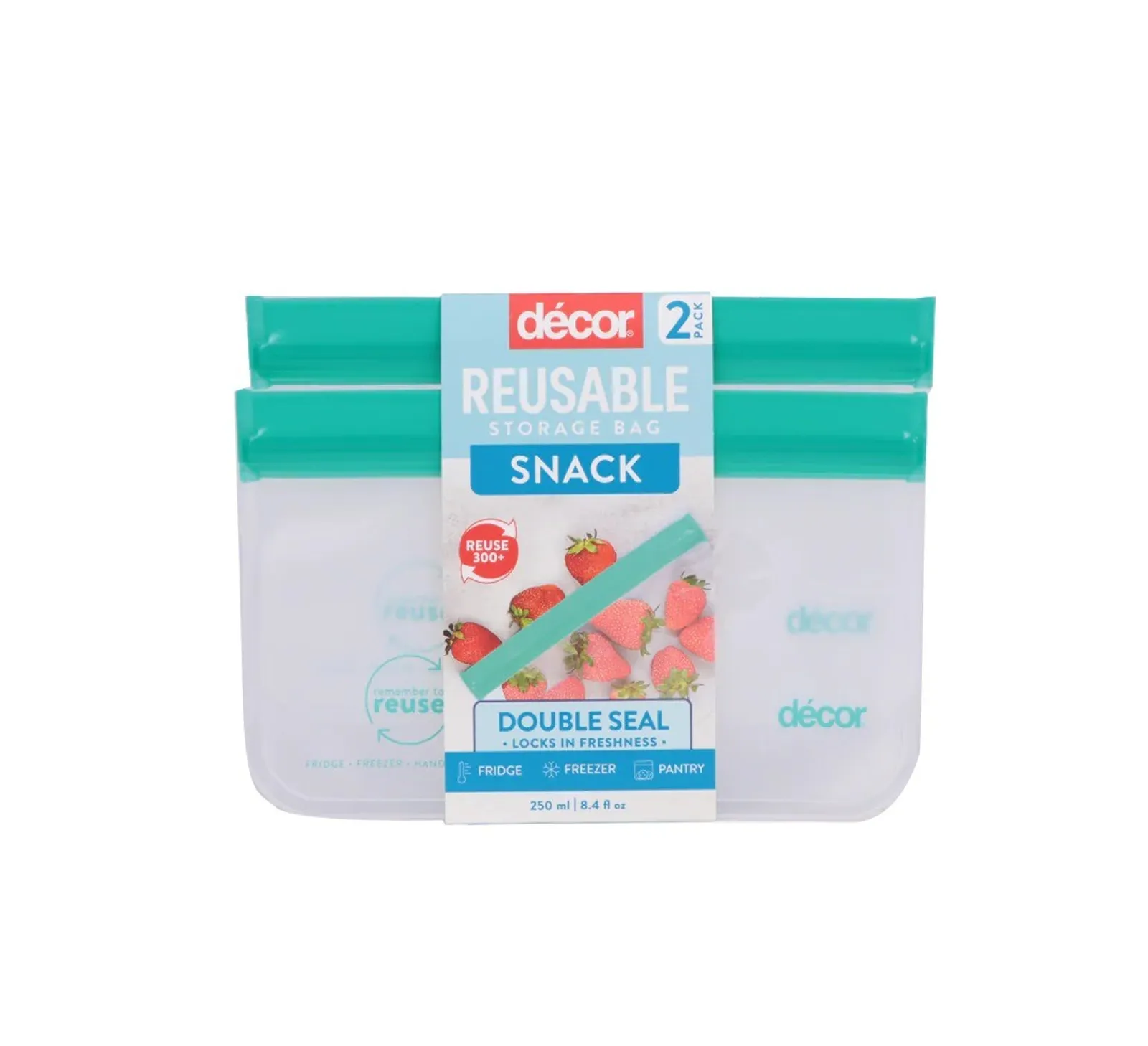 Decor Go 255800 - Reusable Snack Bag, 250ML, 2pk