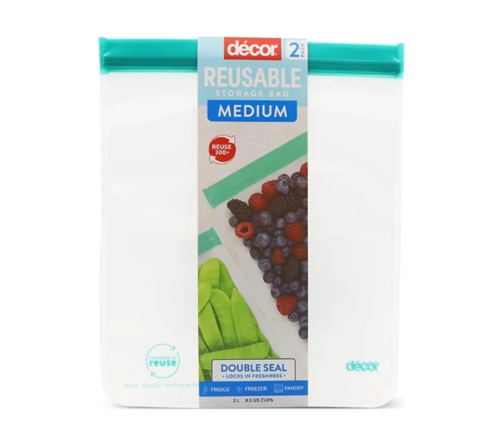 Decor 264300 - Reusable Flat Storage Bag, 2L, 2pk