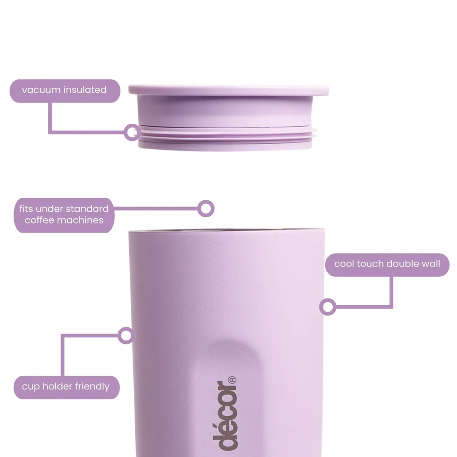 Decor 268800 - Travel Coffee Cup Double Wall Stainless Steel 240ml