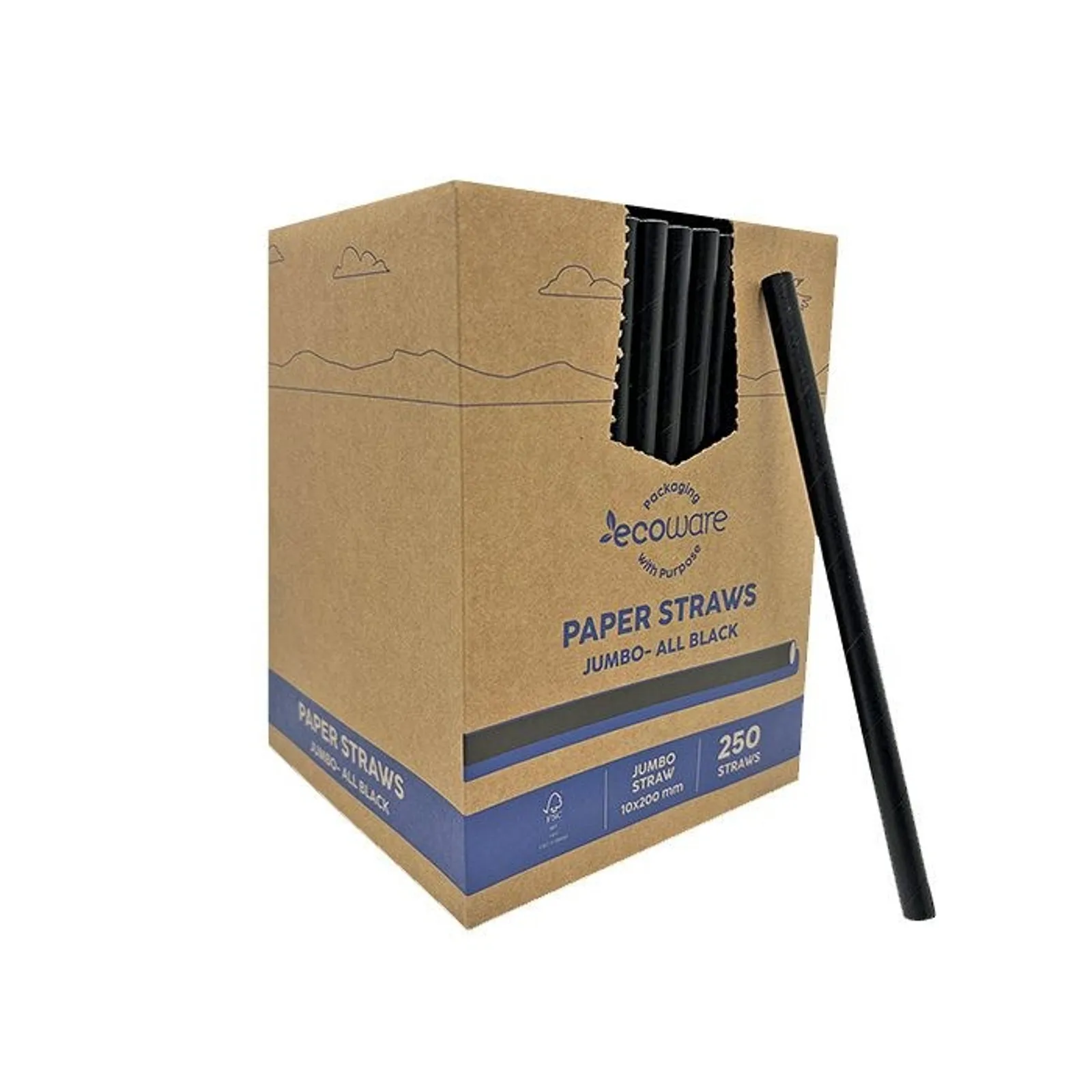 PAC Trading PSJALLBLACK - Paper Straw Jumbo All Black 2500pc/ctn