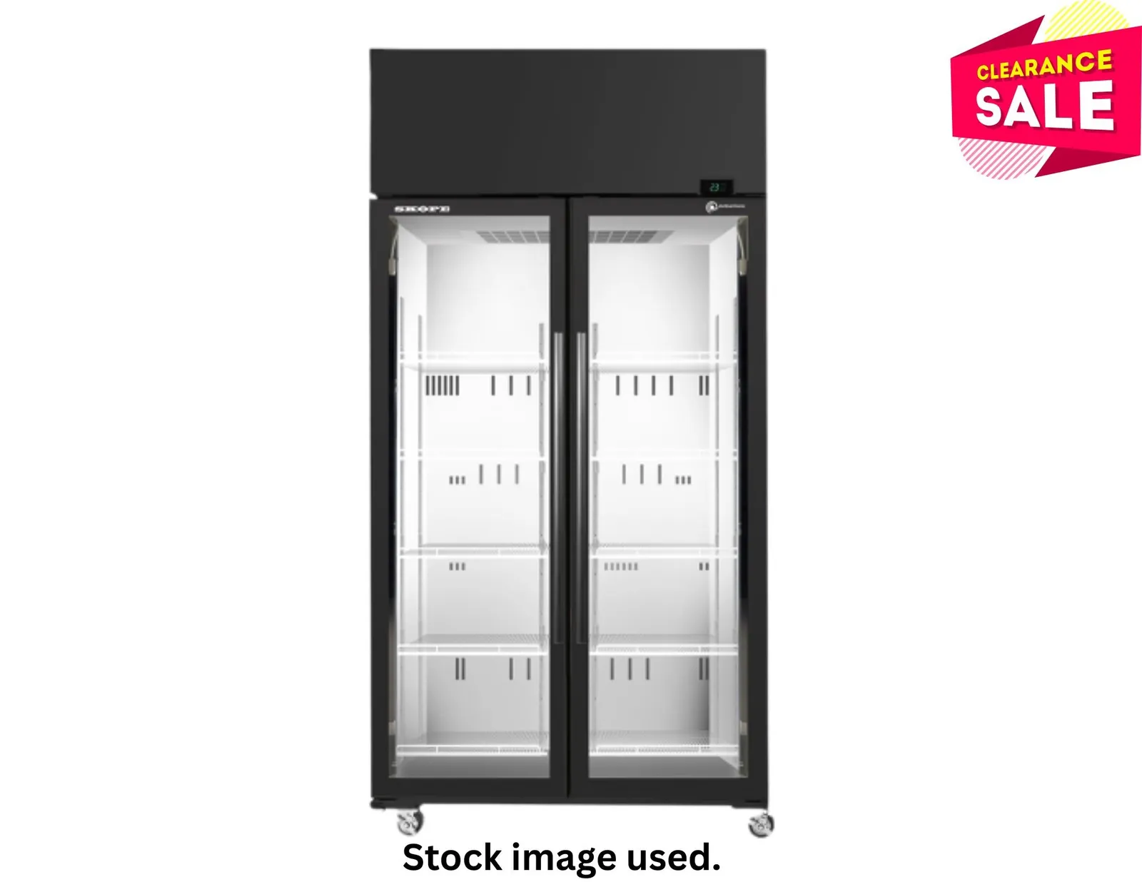 SKOPE SKT1000N-A - Top Mount Two Door Display Fridge - Aged Stock