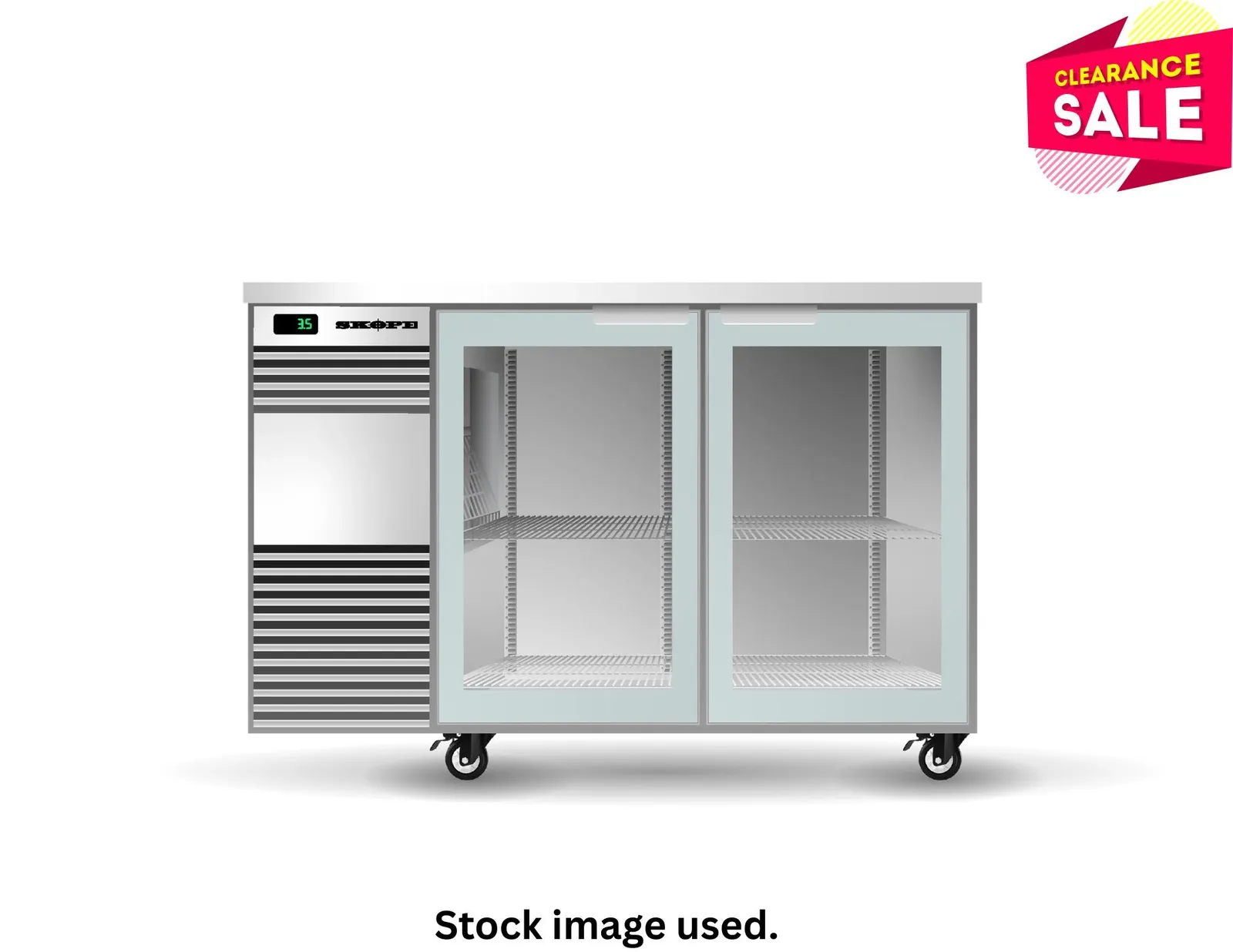 SKOPE BB.2.GSW BackBar 2 Glass Swing Door Fridge - White - Aged Stock