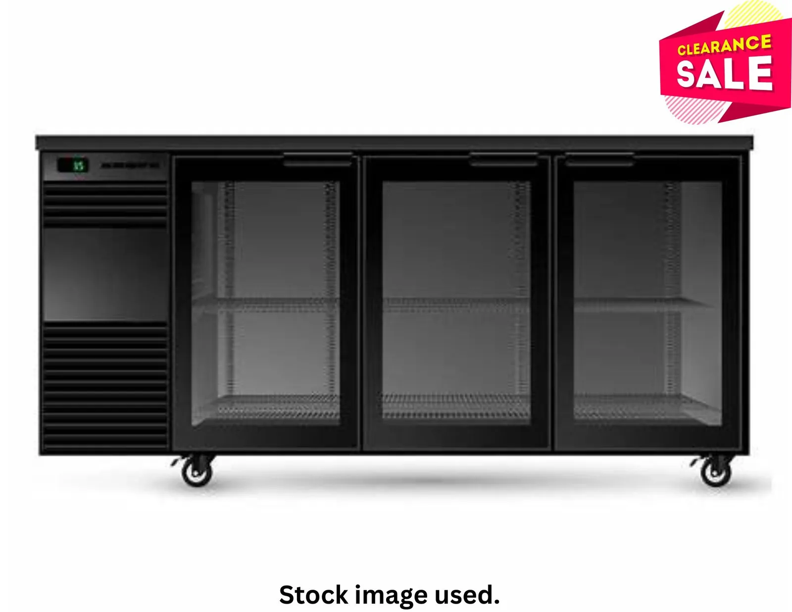 SKOPE BB.3.GSW BackBar 3 Glass Swing Door Fridge Black, Legs - Aged Stock