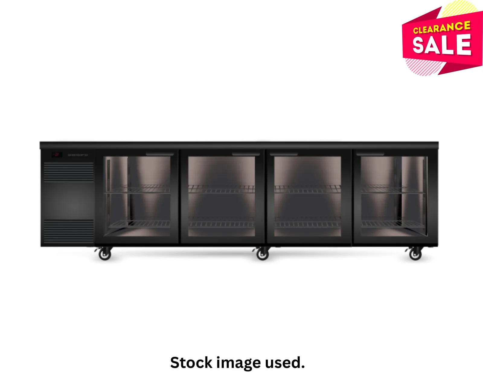 SKOPE CL.4.GSW BackBar 4 Glass Swing Door CounterLine Fridge with Plinth - Aged Stock