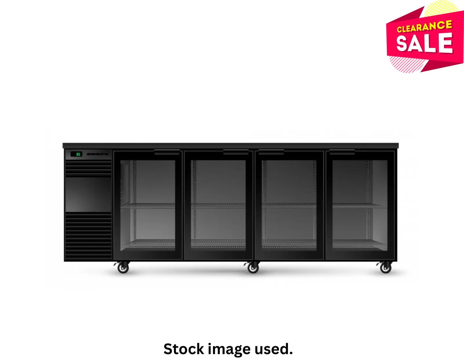 SKOPE BB.4.GSW.T BackBar 4 Glass Swing Door Tropical Fridge Black - Aged Stock