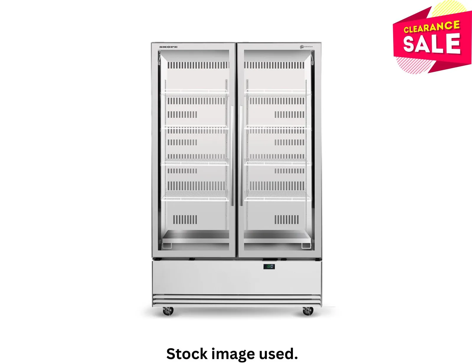 SKOPE SKB1200N-A ACTIVECORE Bottom Mount 2 Door Display Fridge Stainless Steel - Aged Stock