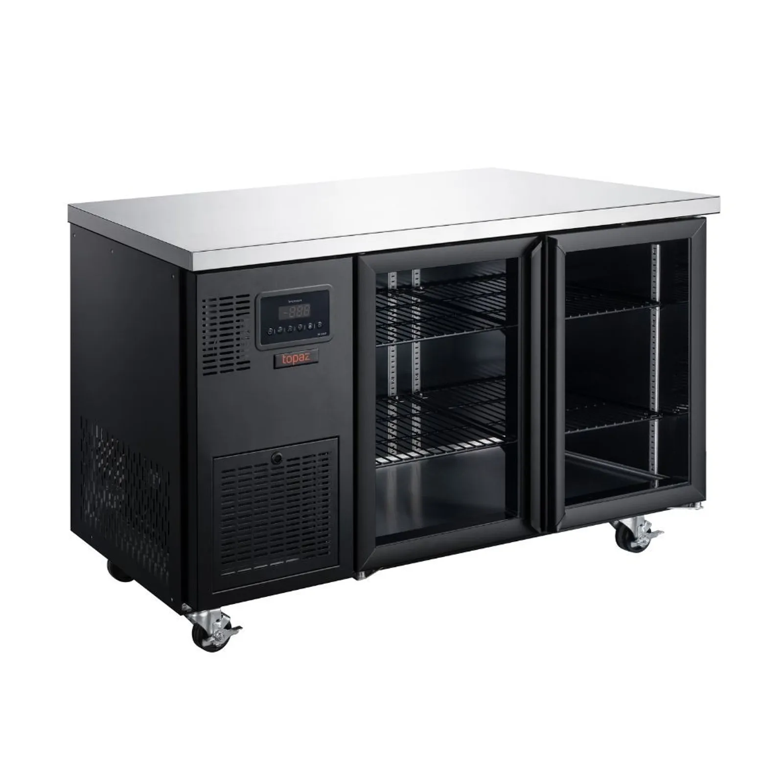 Williams HTU2GBHC Topaz - 2 Glass Door Undercounter Fridge, Black
