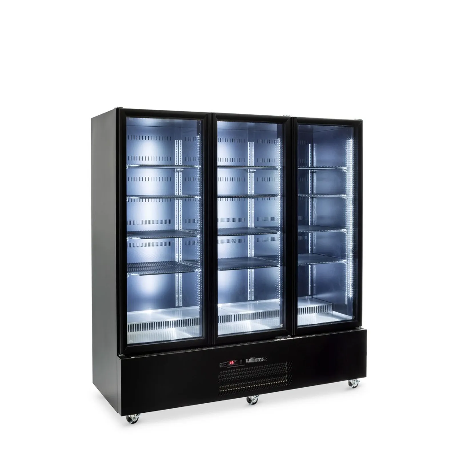 Williams HQS3GBHC Quartz Star - 3 Glass Door Upright Fridge, Black