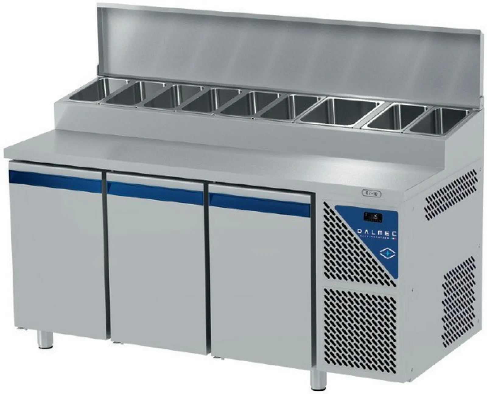 Dalmec PPCS803ANXTCF - 3 Door Pizza Prep Fridge with Insulated Lid 593L Capacity