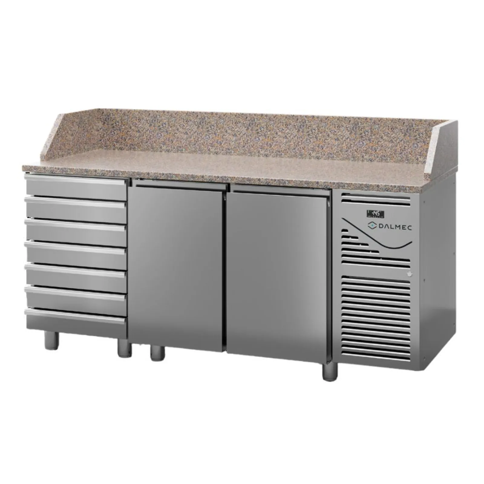 Dalmec BPCP803D2GR - 3 Door Granite Top Pizza Preparation Fridge 593L Capacity