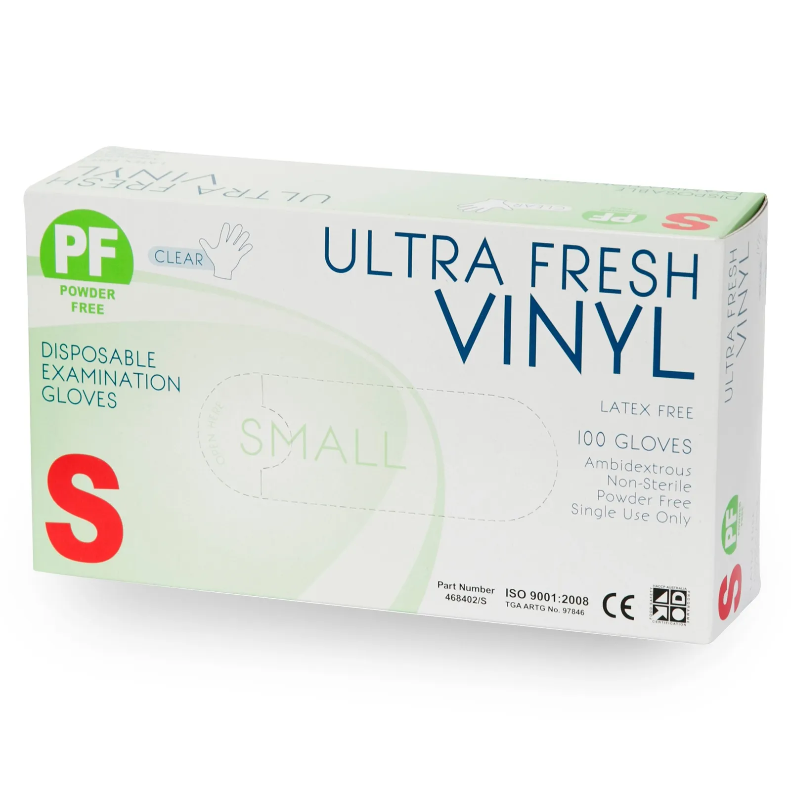 Ultra Fresh 468402 - Powder-Free Clear Vinyl Disposable Examination Gloves Premium Weight