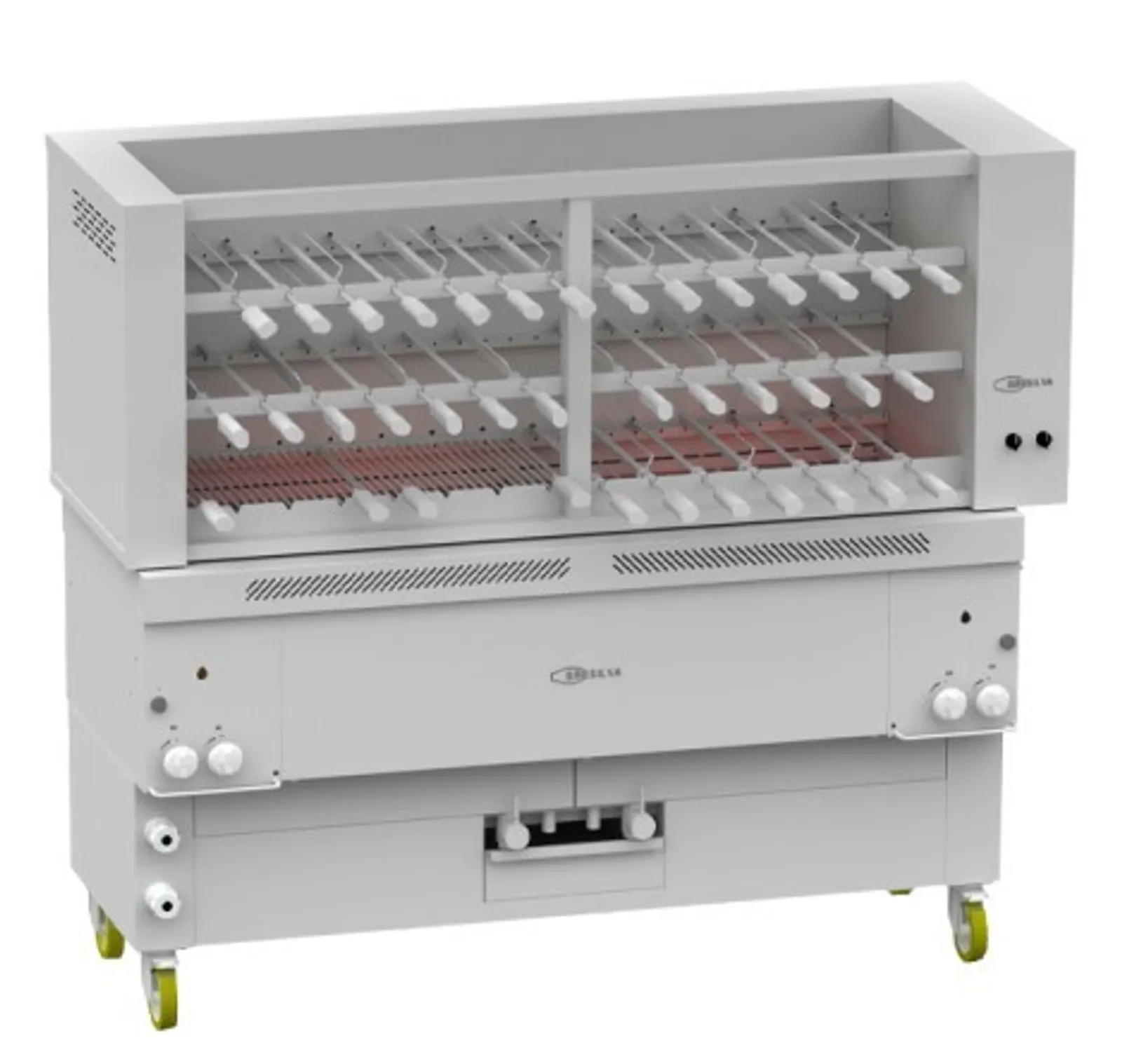 Gresilva GRE.R40.A10 - Multifuction Rotating Gas Grilling Station Fixed Grill | 40-Skewer Rotisserie 1523 x 460mm