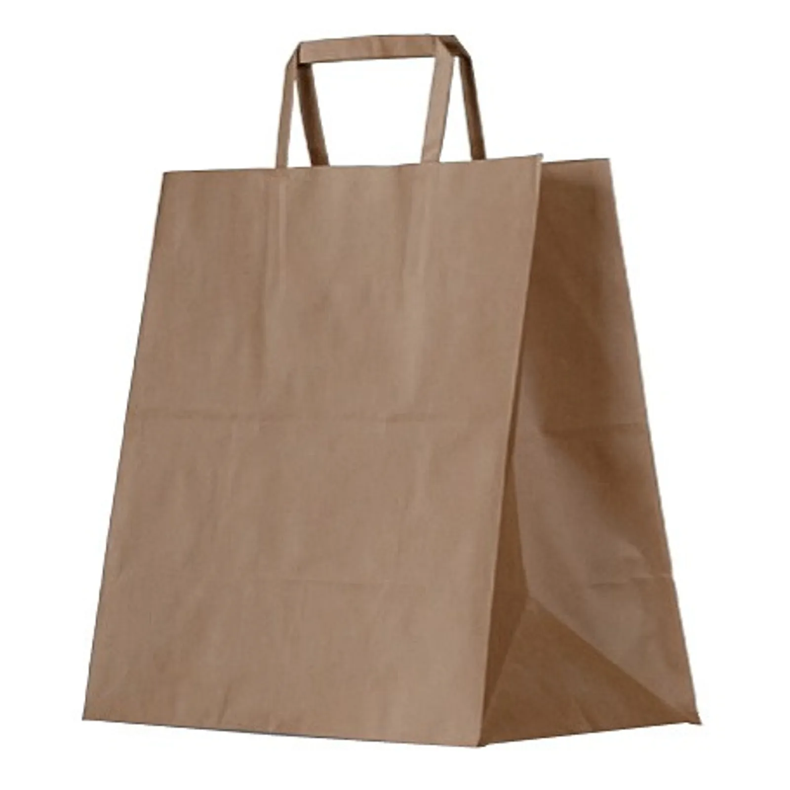 Pac Trading BCB-F-S Brown Kraft Bag / Flat Paper Handle /Small 275 x 275 x 150mm CARTON