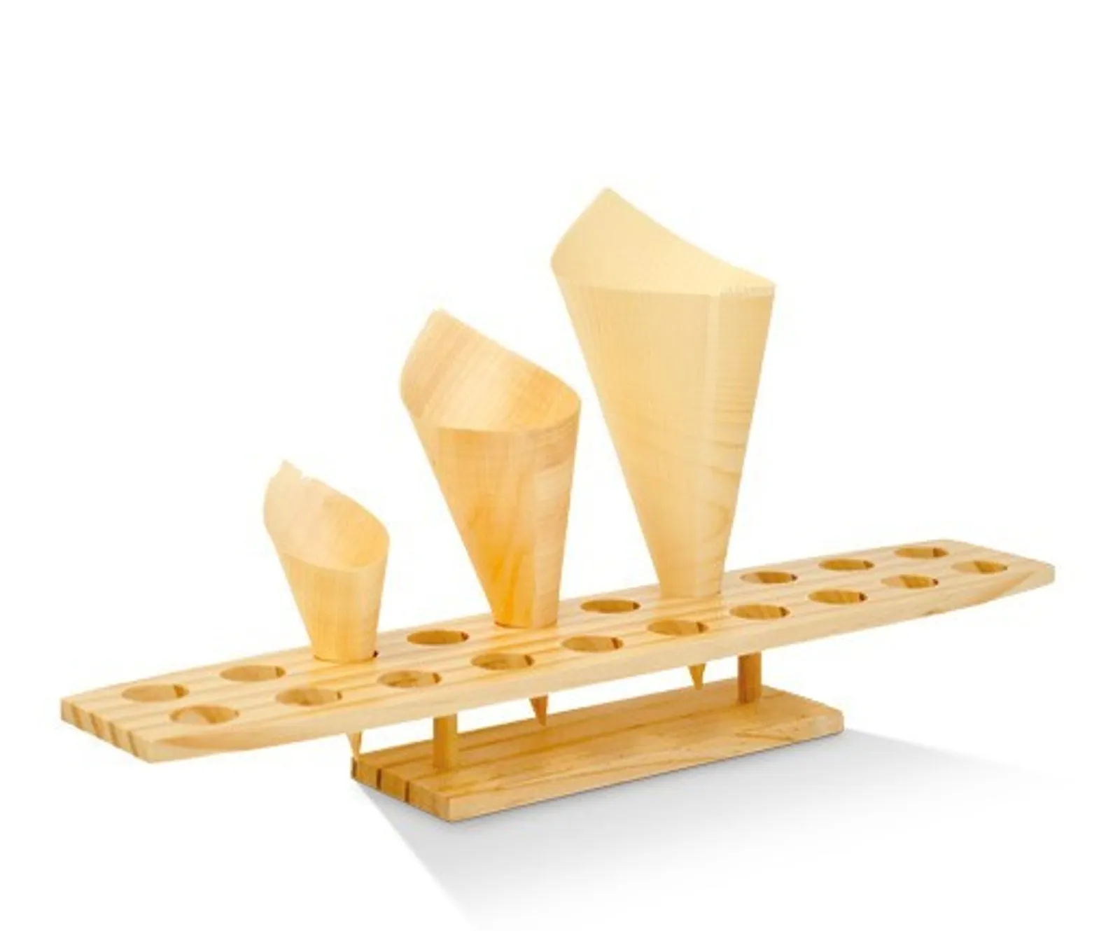 Pac Trading CS20 Wooden Cone Stand 20 Holes 450 x 90 x 60mm CARTON