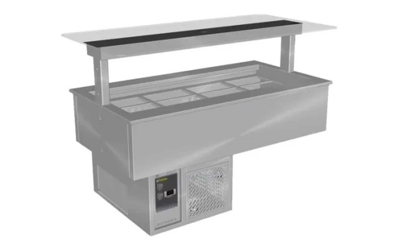 Culinaire CR.CWCF.U.GSF.6 Under Bench Refrigerated Cold Well With Flat Glass Gantry - Counter Line - Self Contained - 6Mod