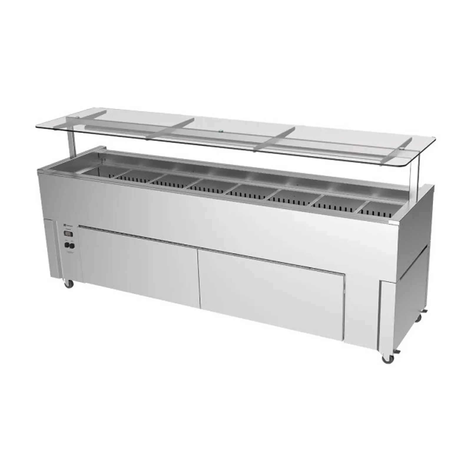 Culinaire CR.IB.CLCBF.GCP.6  Mobile Island Buffet with Perspex Gantry- Refrigerated - Chillair Heavy Duty - 6Mod