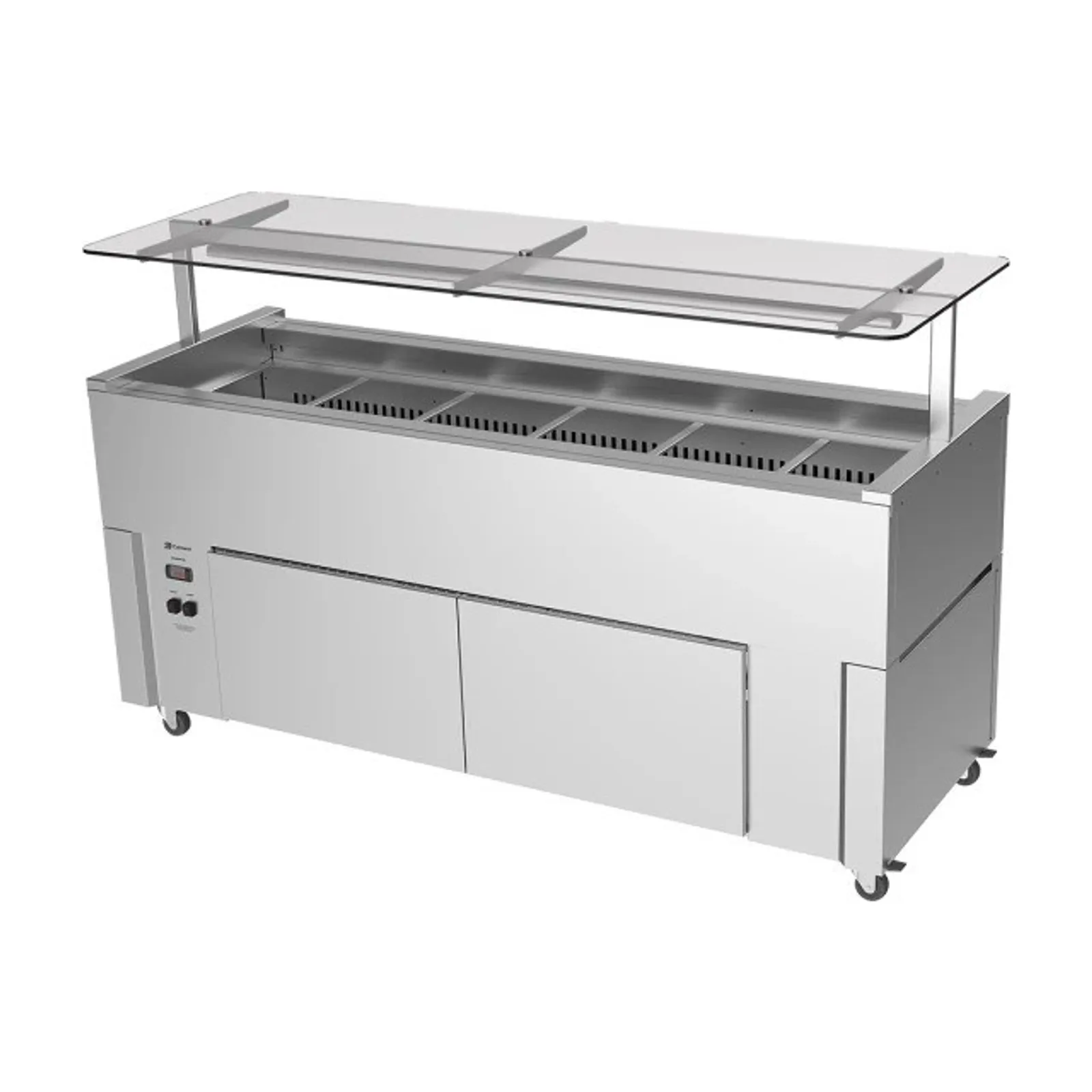Culinaire CR.IB.CLCBF.GCF.6 Mobile Island Buffet with Flat Glass Gantry- Refrigerated - Chillair Heavy Duty - 6Mod