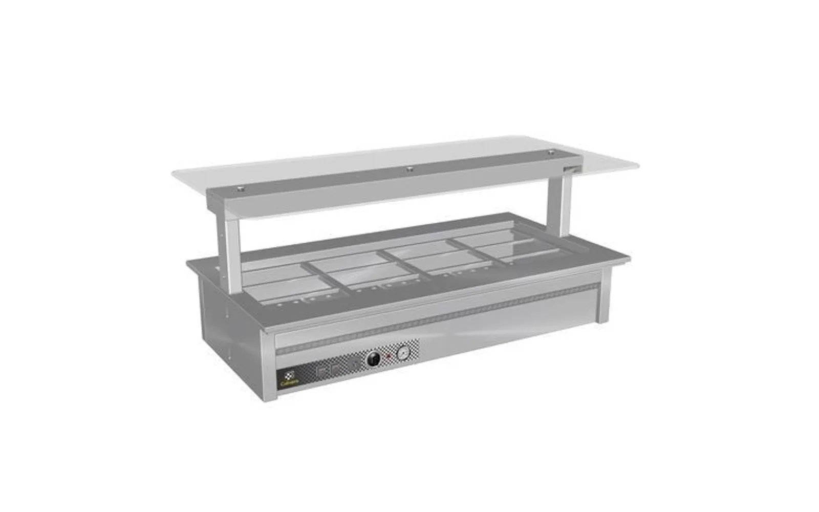 Culinaire CH.BMC.D.GSF.5 Drop In Counter Line Bain Marie With Flat Glass Gantry - 5Mod