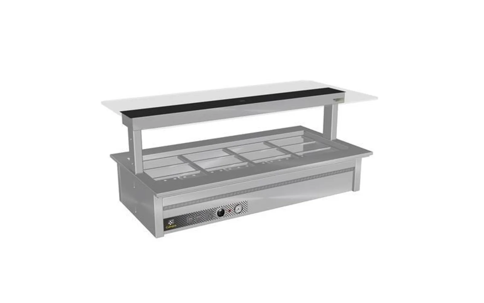 Culinaire CH.BMC.D.GSB.3 Drop In Counter Line Bain Marie With Flat Glass Gantry - Black Centre - 3Mod