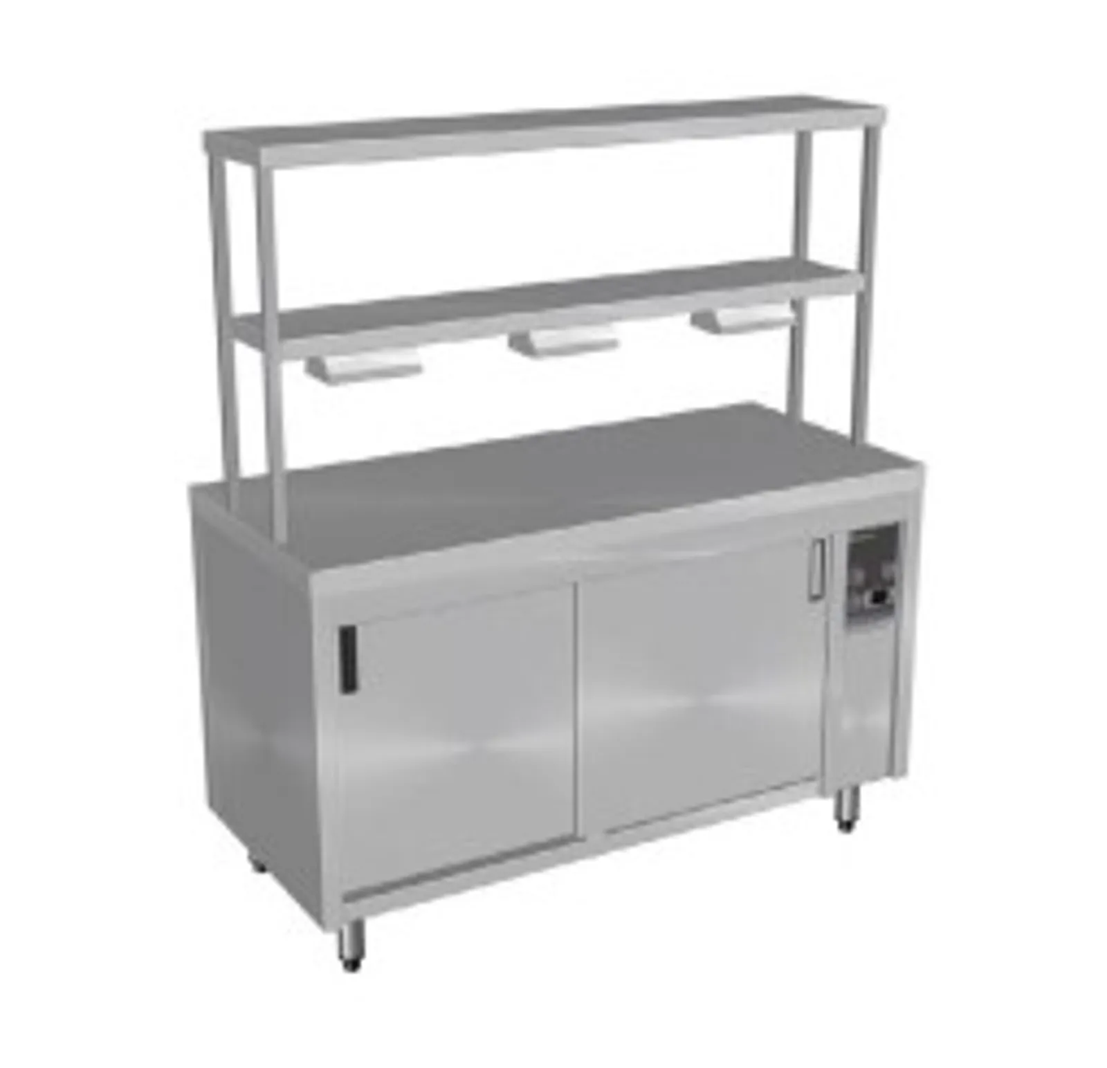 Culinaire CH.HC.I.GDB.8 Island Hot Cupboard with Double Gantry and Heat Lamps to Bottom Shelf - 8Mod