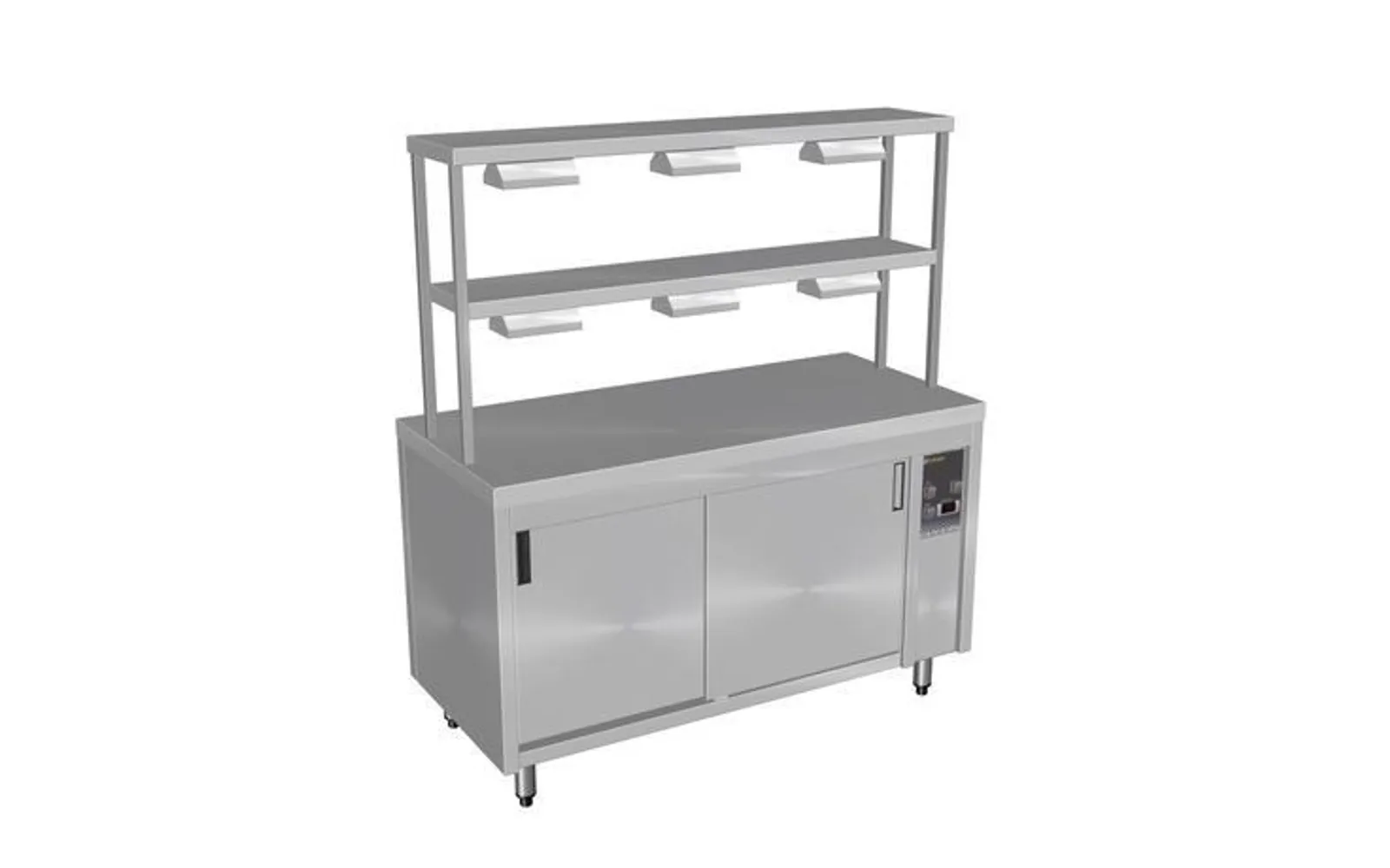 Culinaire CH.HC.I.GDD.6 Island Hot Cupboard with Double Gantry and Heat Lamps to Top & Bottom Shelves - 6Mod