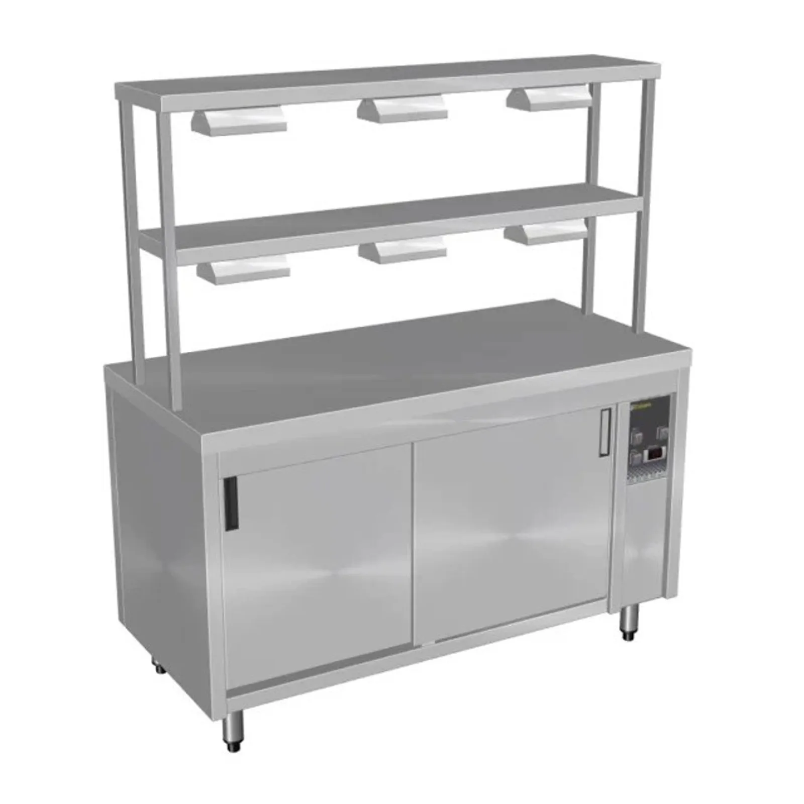 Culinaire CH.HC.I.GDD.8 Island Hot Cupboard with Double Gantry and Heat Lamps to Top & Bottom Shelves - 8Mod