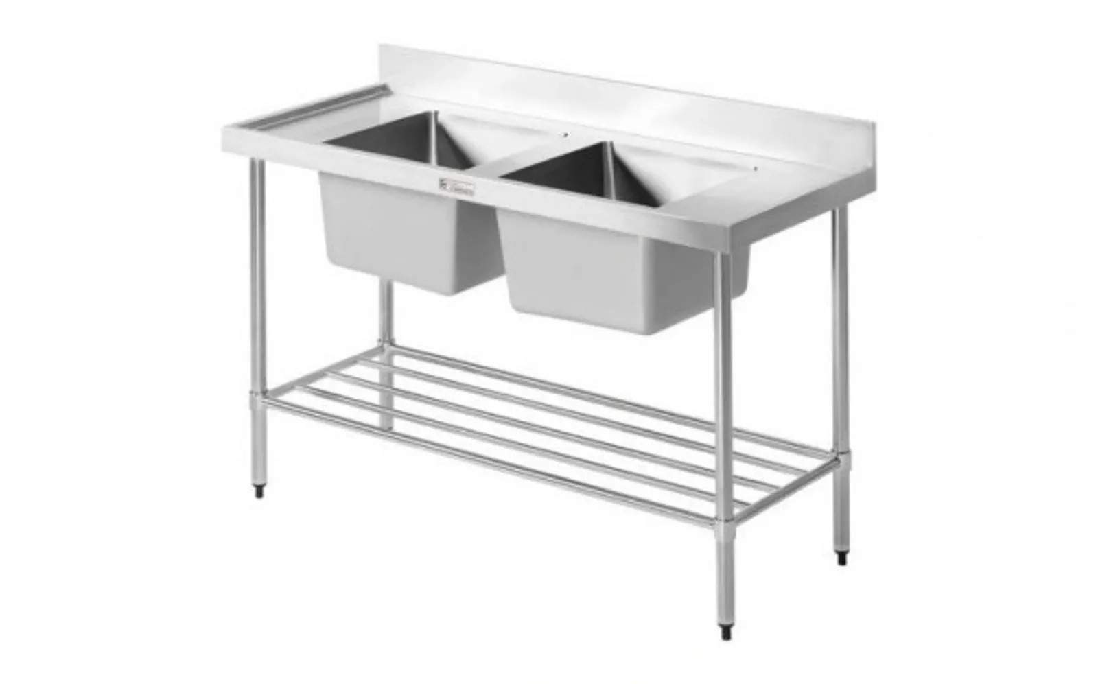 Simply Stainless SS06.1500 Double Sink Bench with Splashback (600 Series) - 1500mm