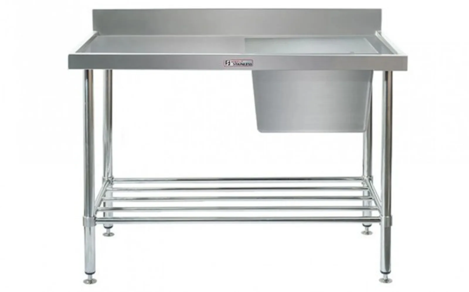Simply Stainless SS05.7.1500.R Single Sink Bench with Splashback (700 Series) - 1500mm - Right Hand Sink