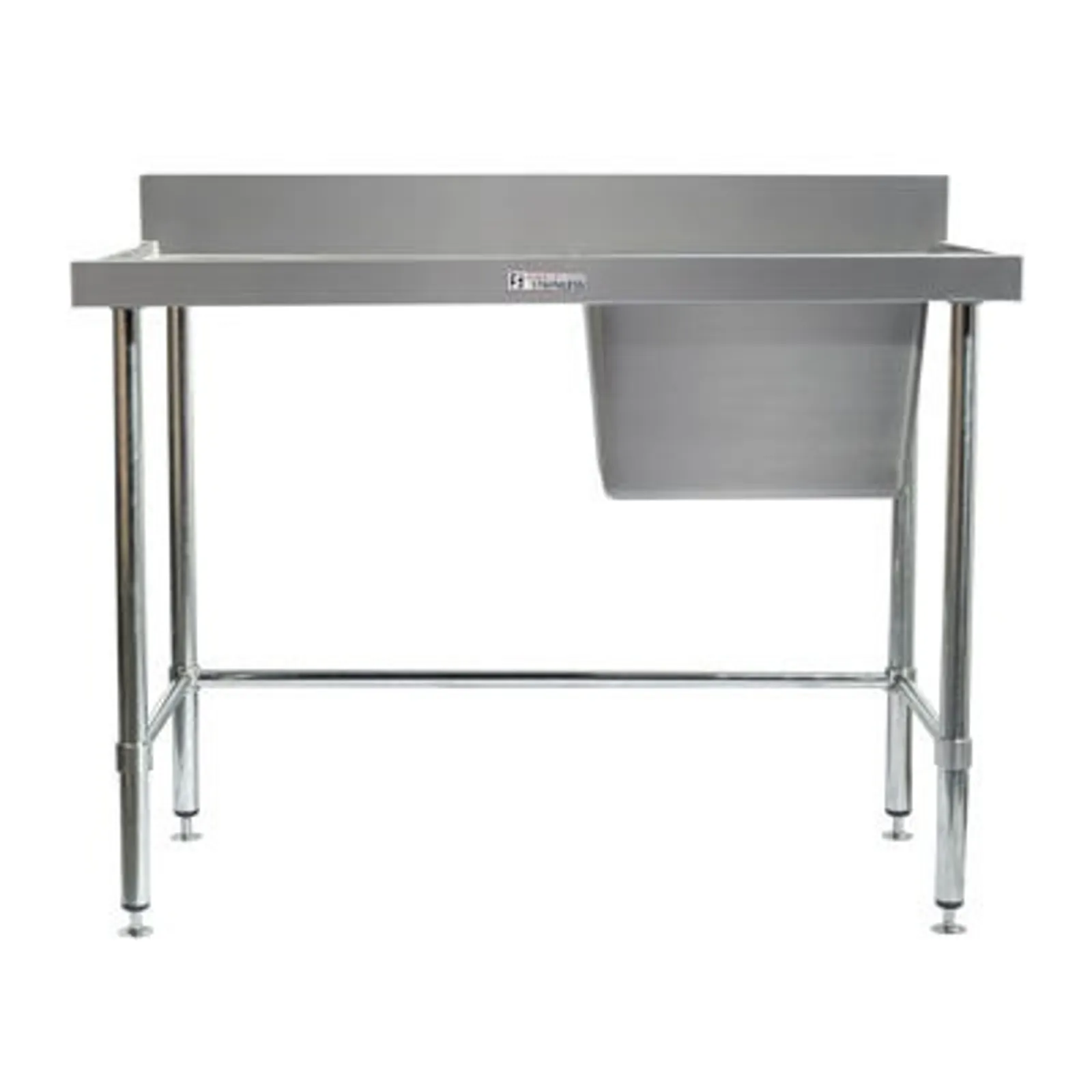 Simply Stainless SS05.7.1500.R.LB Single Sink Bench with Splashback - with leg brace (700 Series) - 1500mm - Right Hand Sink