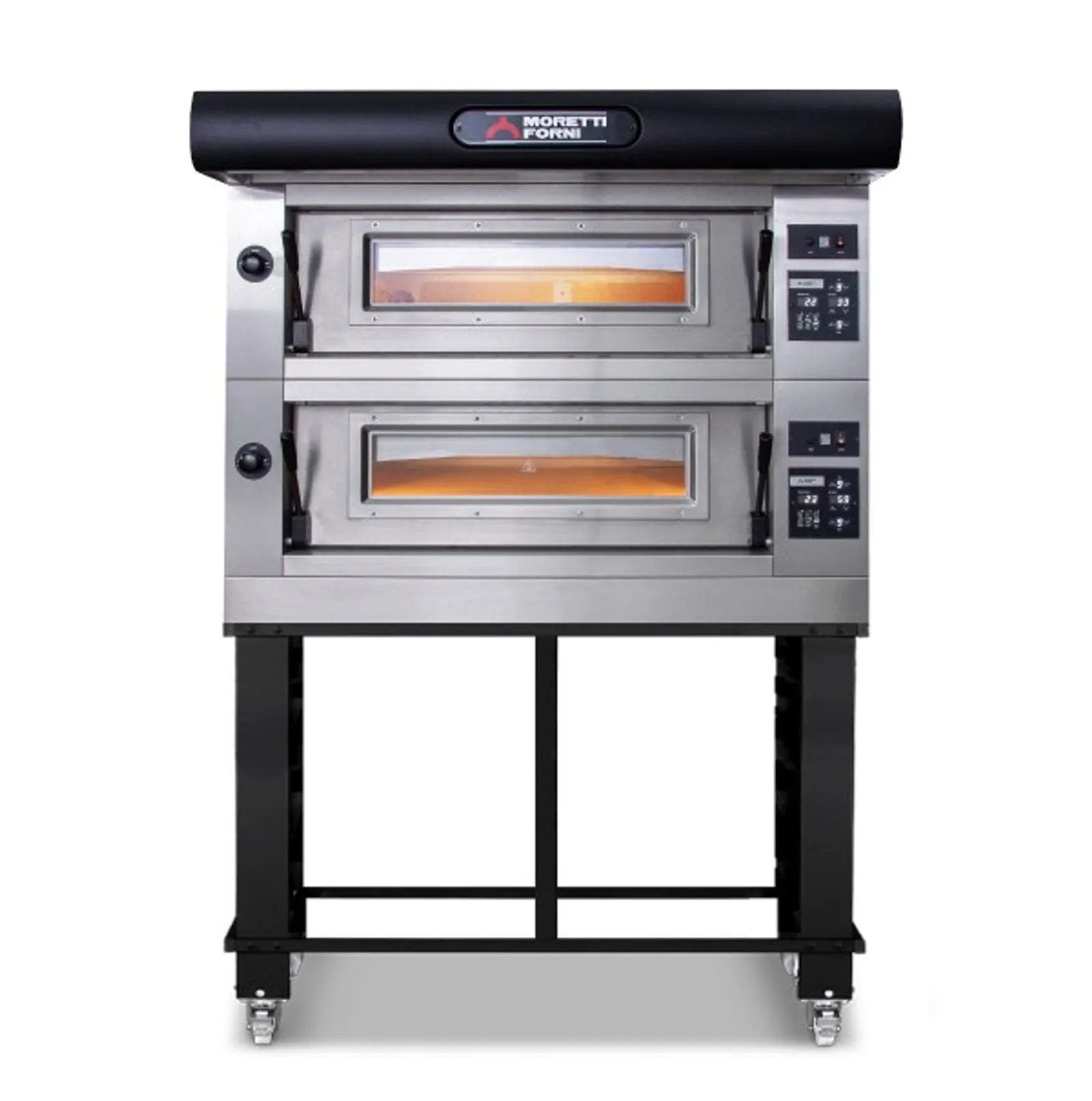 Moretti Forni COMP-D-2-S Amalfi Double Deck Pizza Ovens on Stand