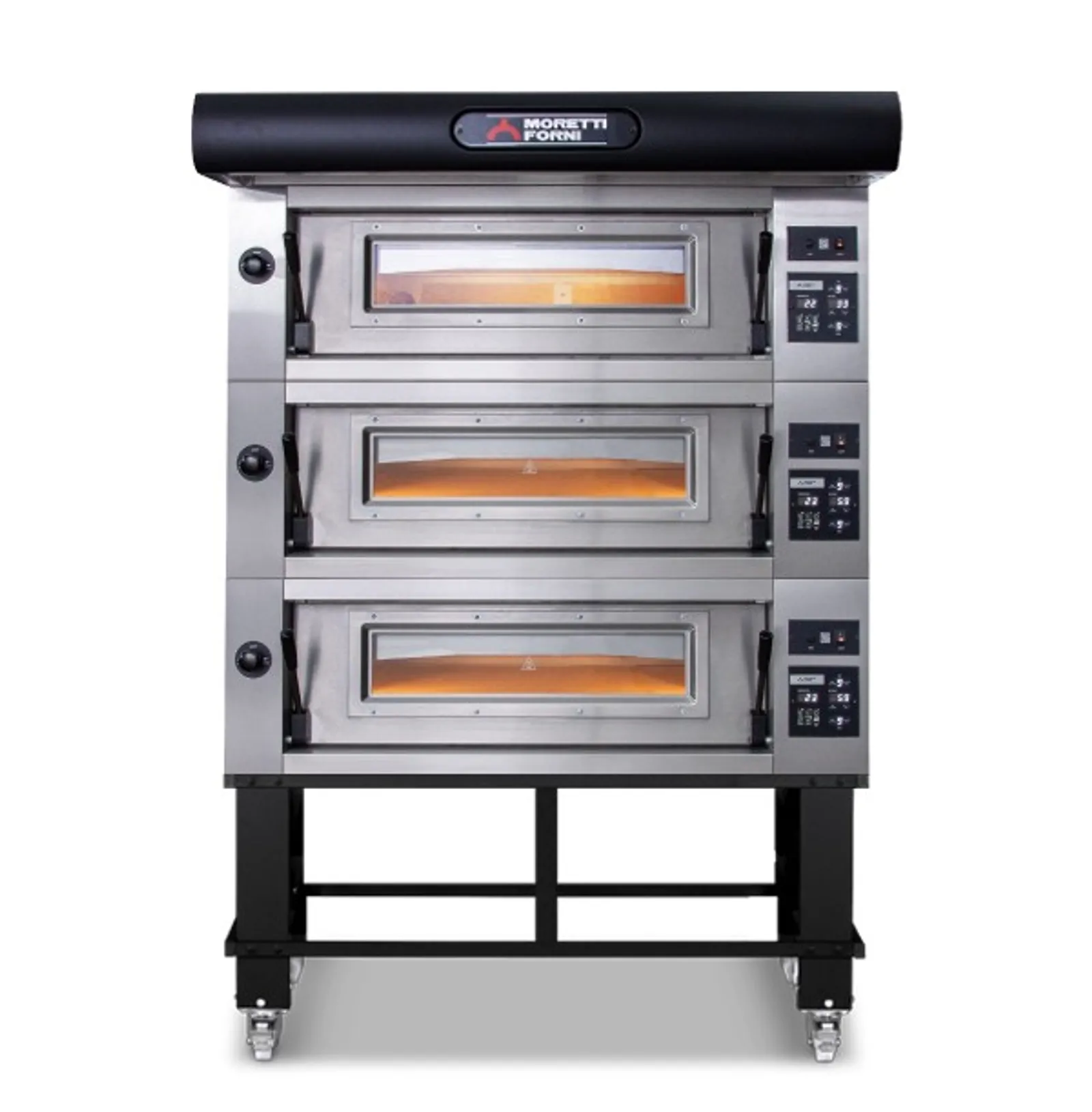 Moretti Forni COMP-A-3-S Amalfi Triple Deck Pizza Ovens on Stand