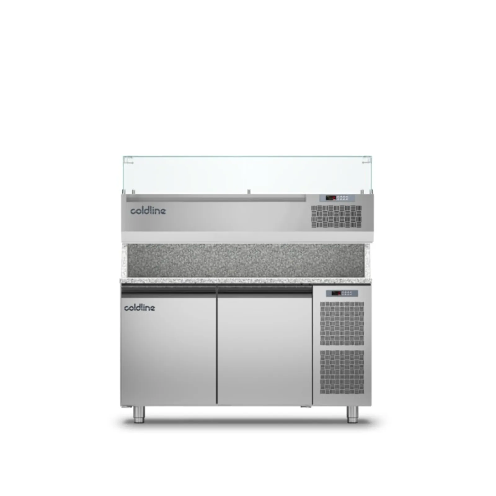 Coldline TZ13/1M VP - Pizza Preparation Counter 2 Door - With Display Case