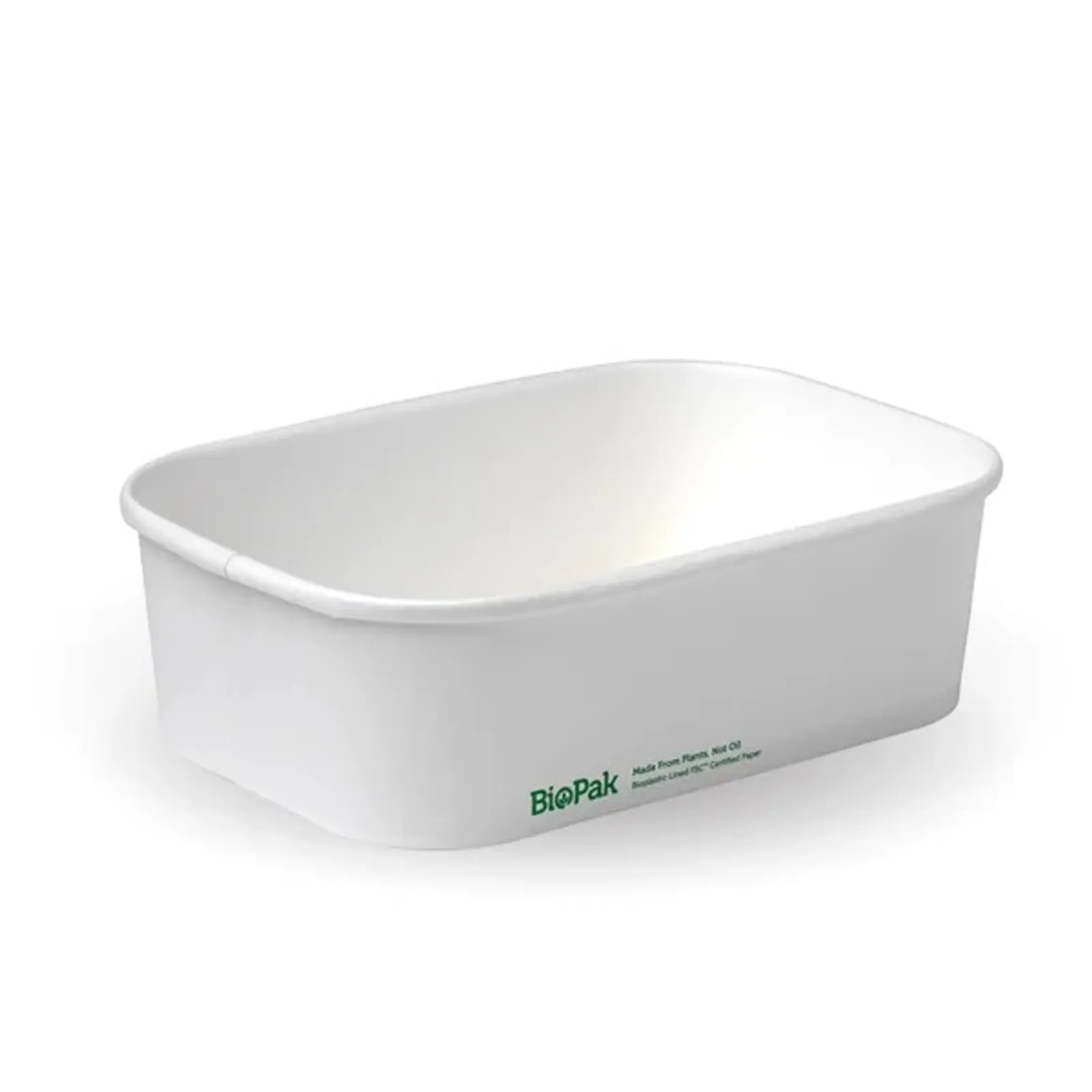 BioPak BB-LB-650-W - 650ml White BioBoard Takeaway Base