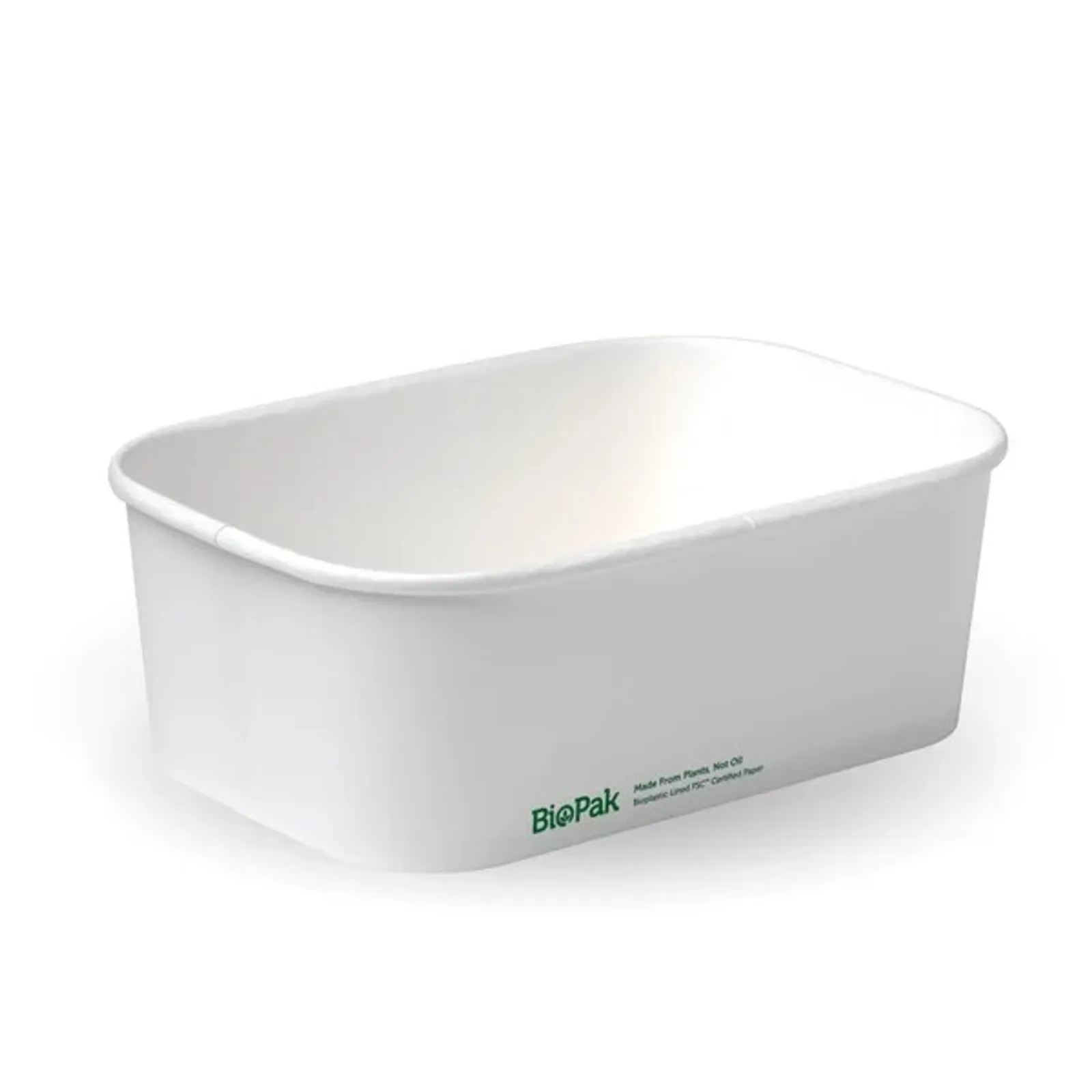 BioPak BB-LB-750-W - 750ml White BioBoard Takeaway Base