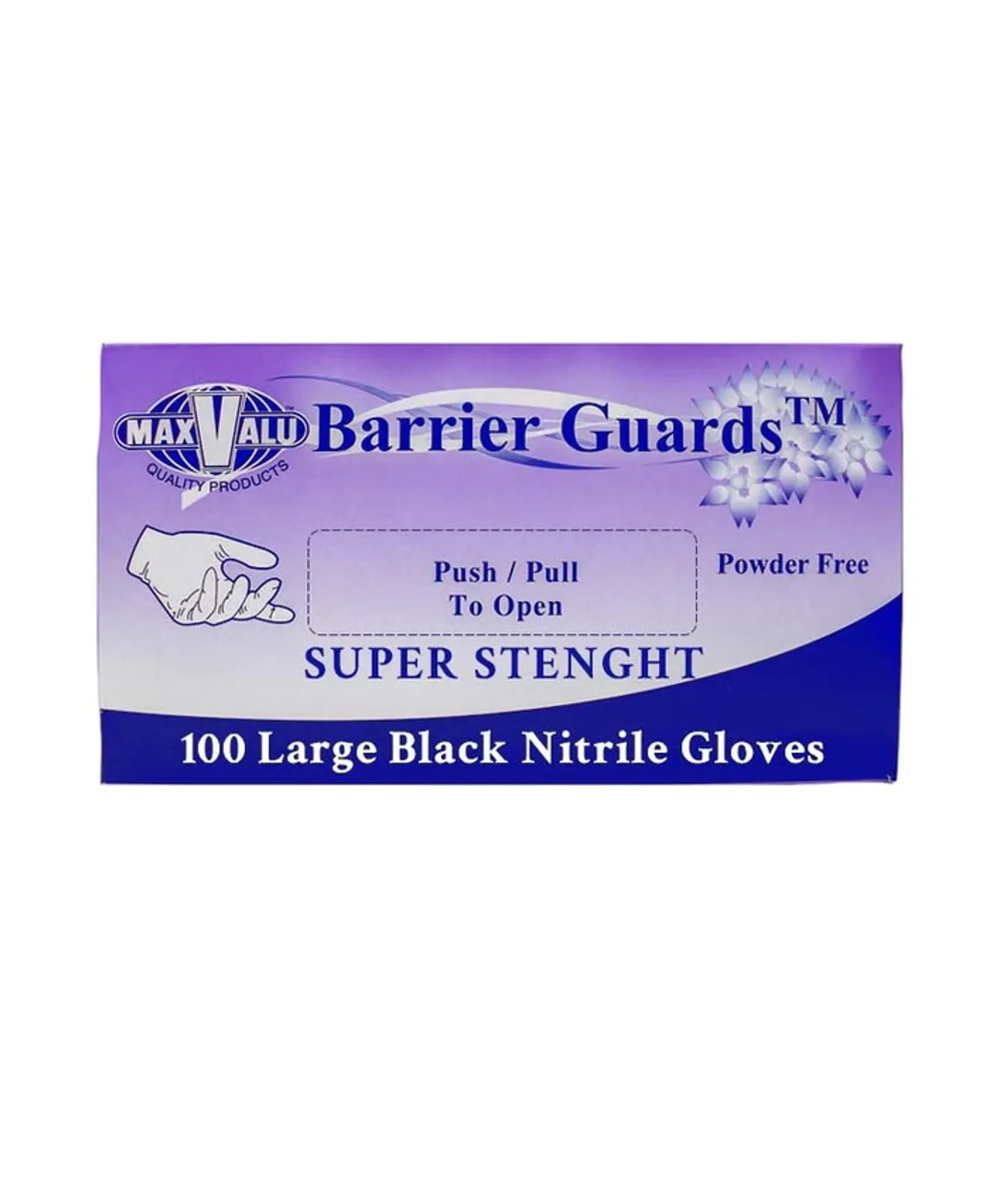 MaxValu GLOSBKL - Super Strength Black Nitrile Gloves - Large (100 Pcs)