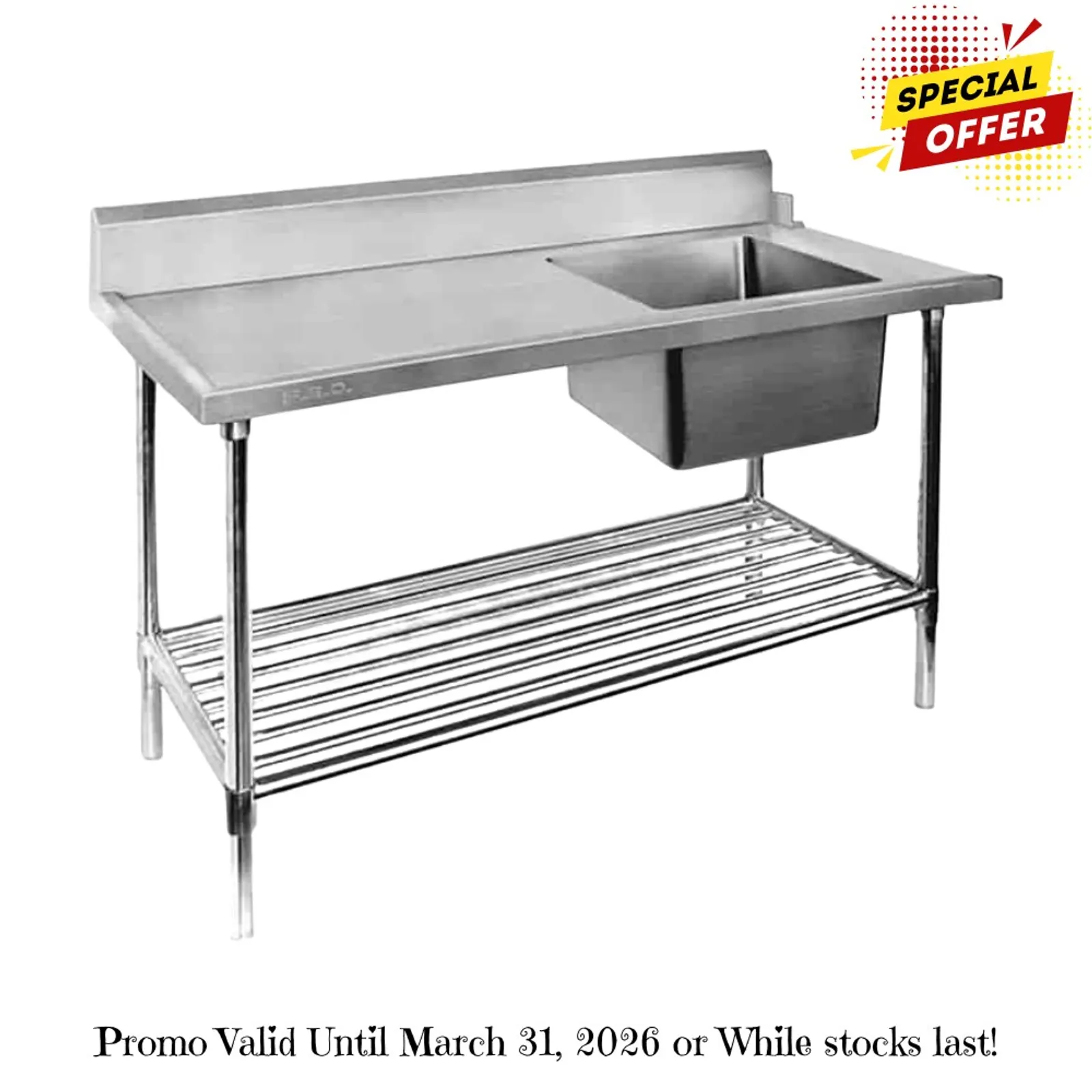 Modular Systems SSBD7-1800R/A - Right Inlet Single Sink Dishwasher Bench